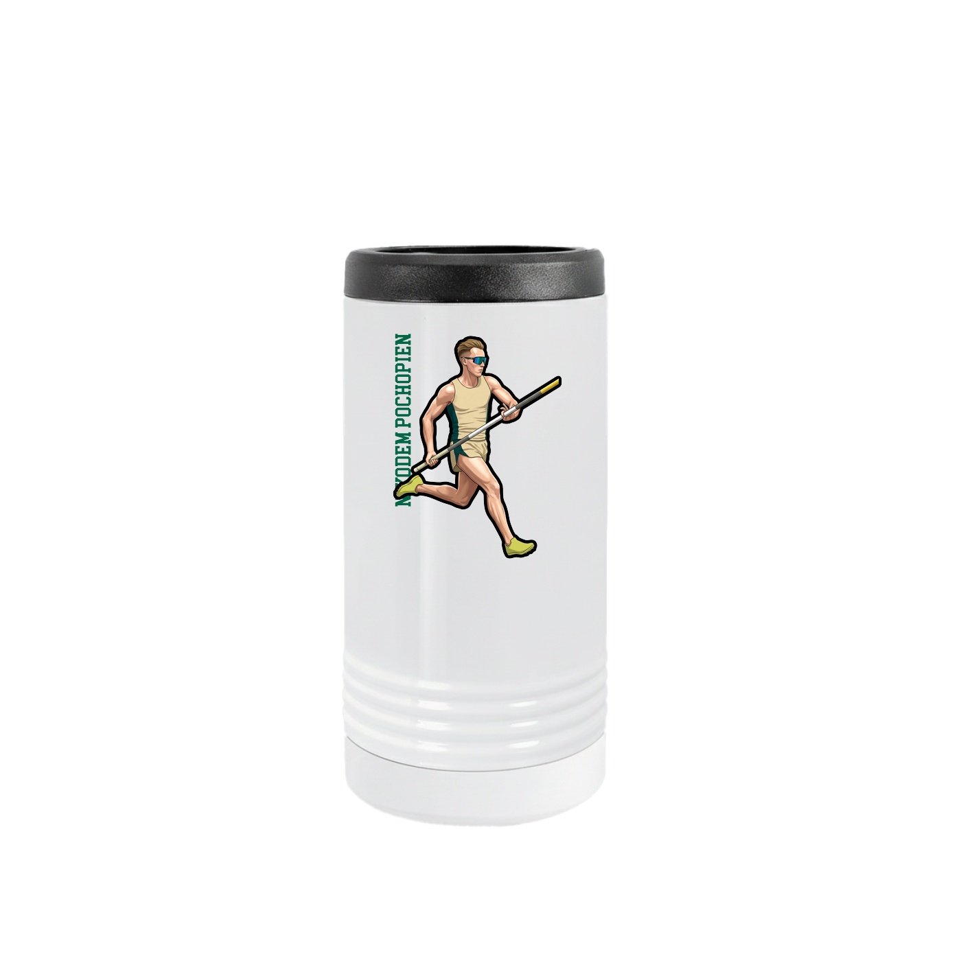 Slim Beverage Holder — Name Vertical in White