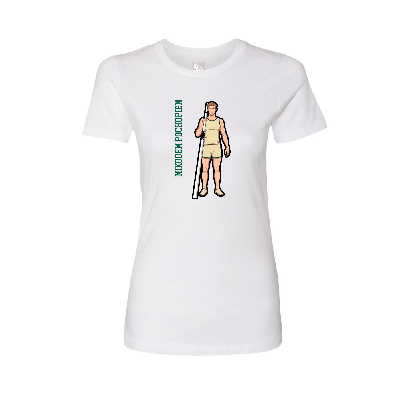 Fitted Women's Tee — Name Vertical in White