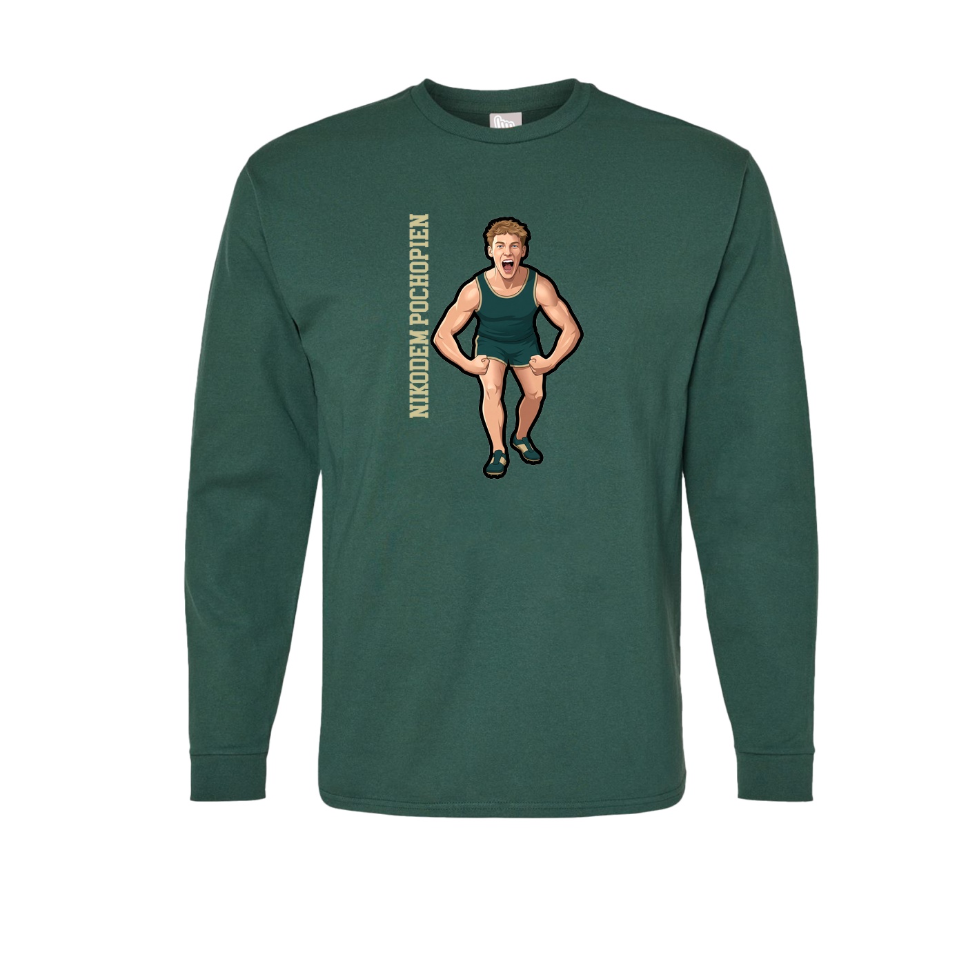 Long Sleeve Tee — Name Vertical in Green