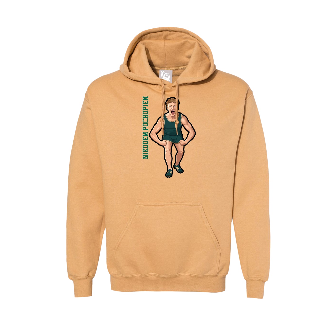 Hoodie — Name Vertical in Vegas Gold