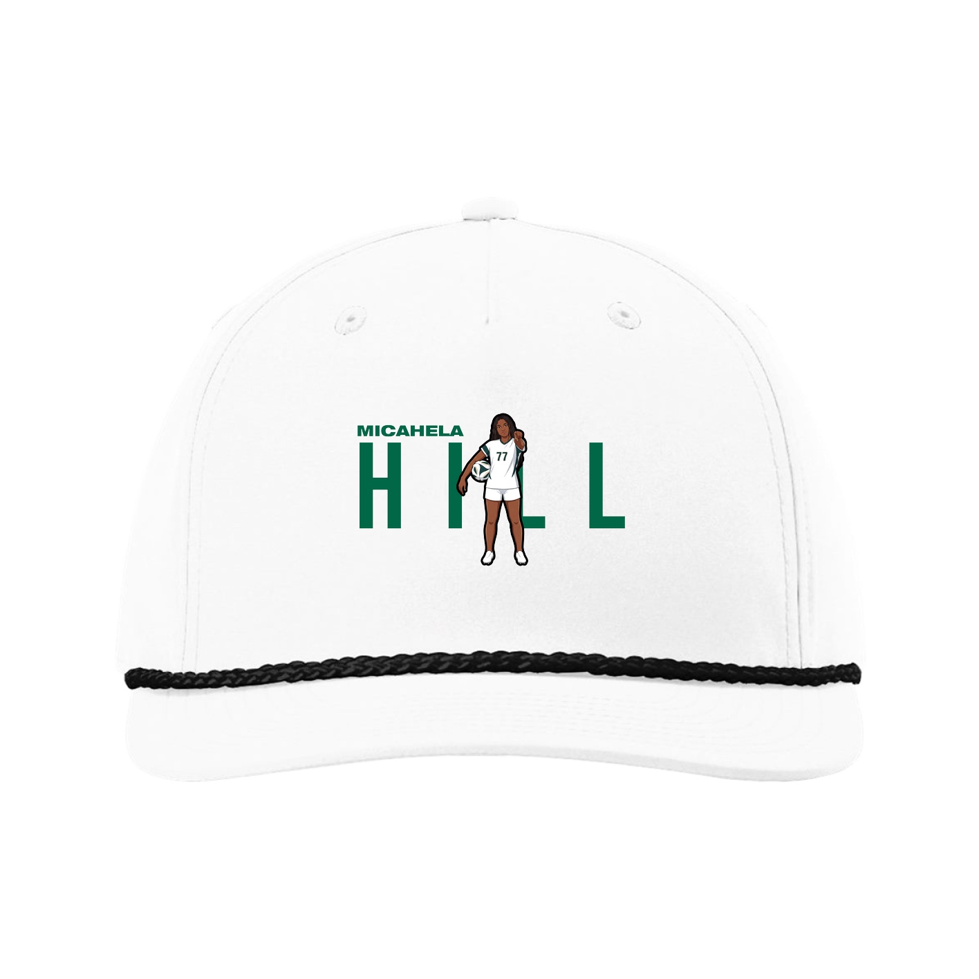 Five-Panel Classic Rope Cap — Player Name in White