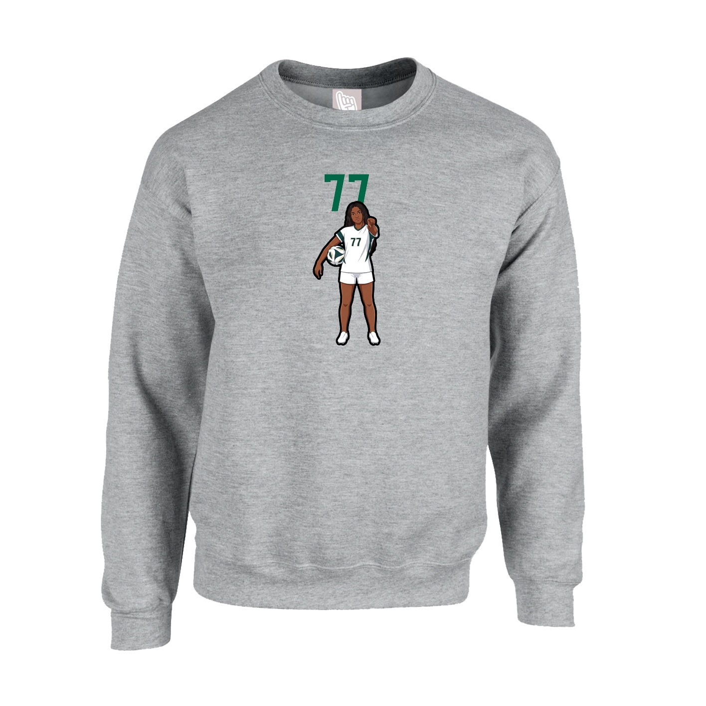 Fleece Crew — Number Top in Grey