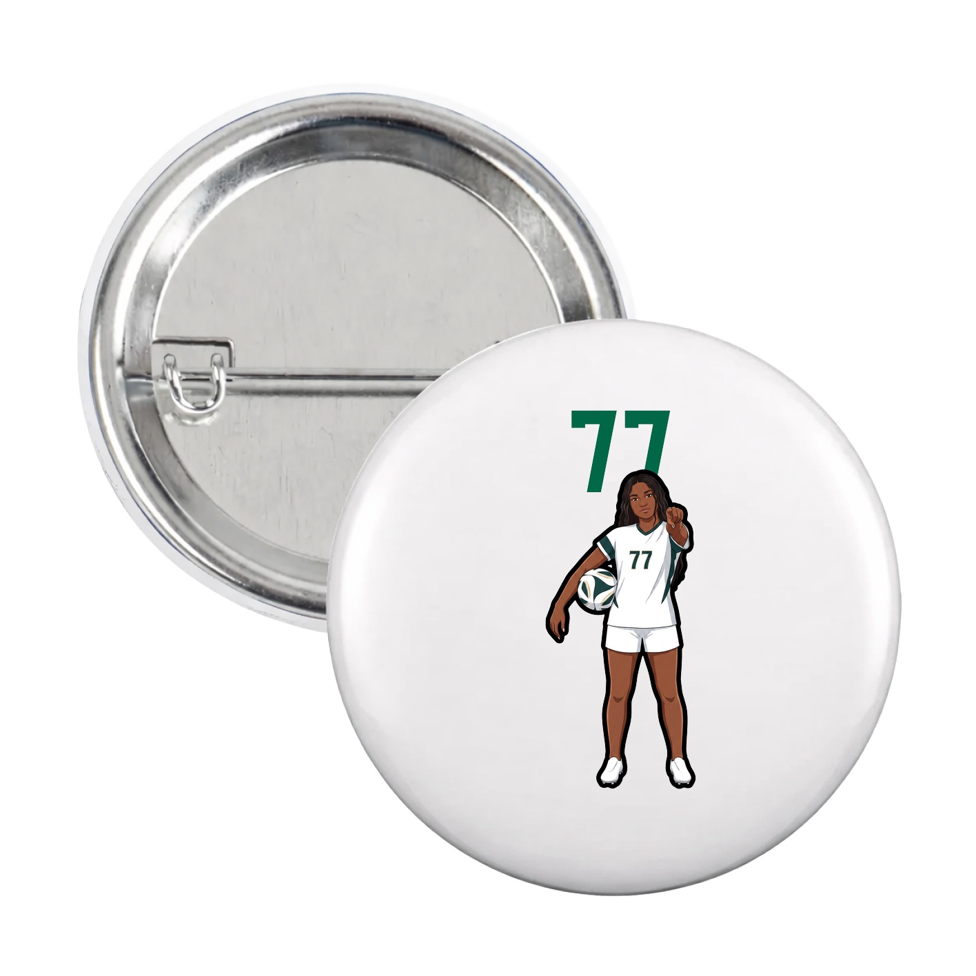 Game Day Button — Number Top in White