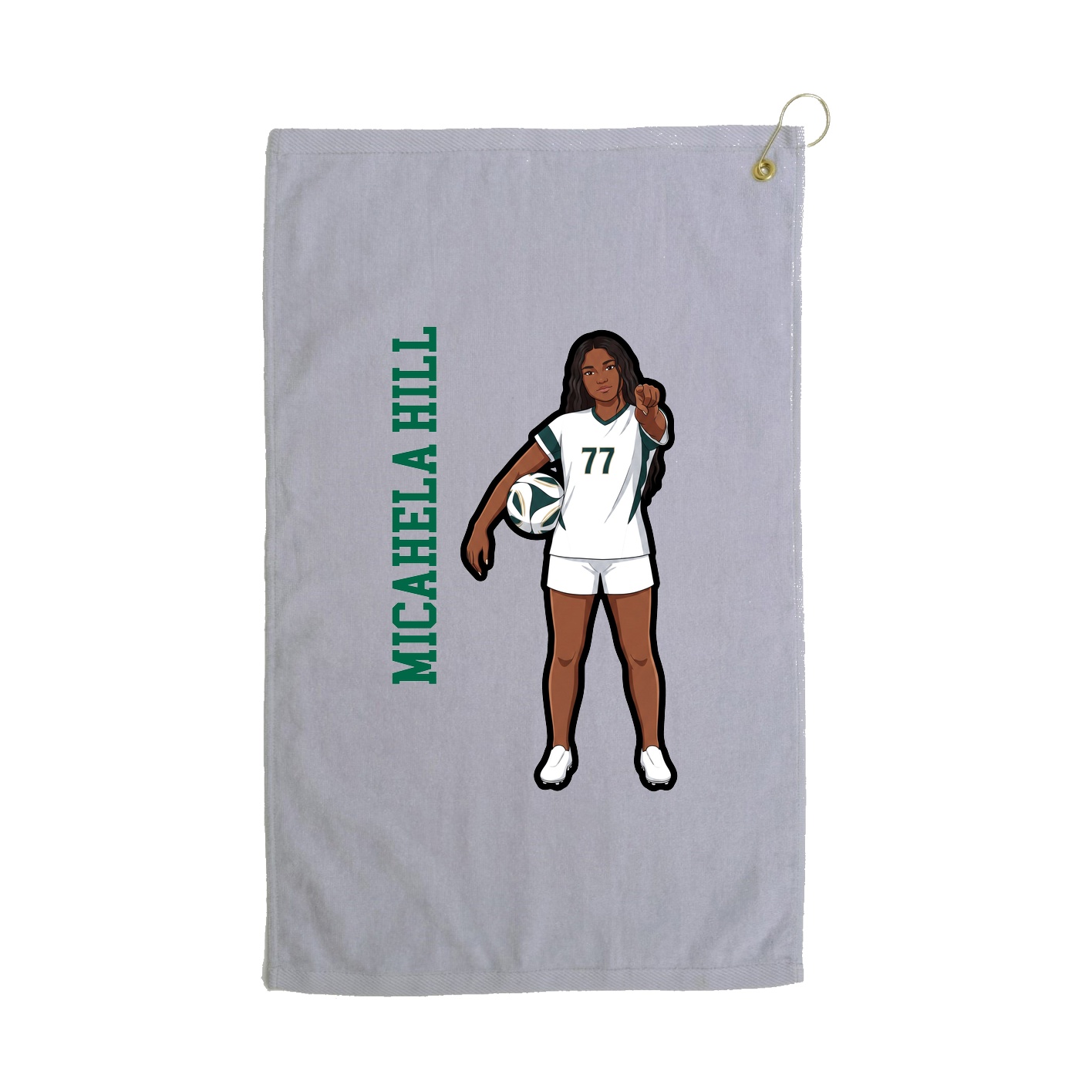 Golf Towel — Name Vertical in Grey