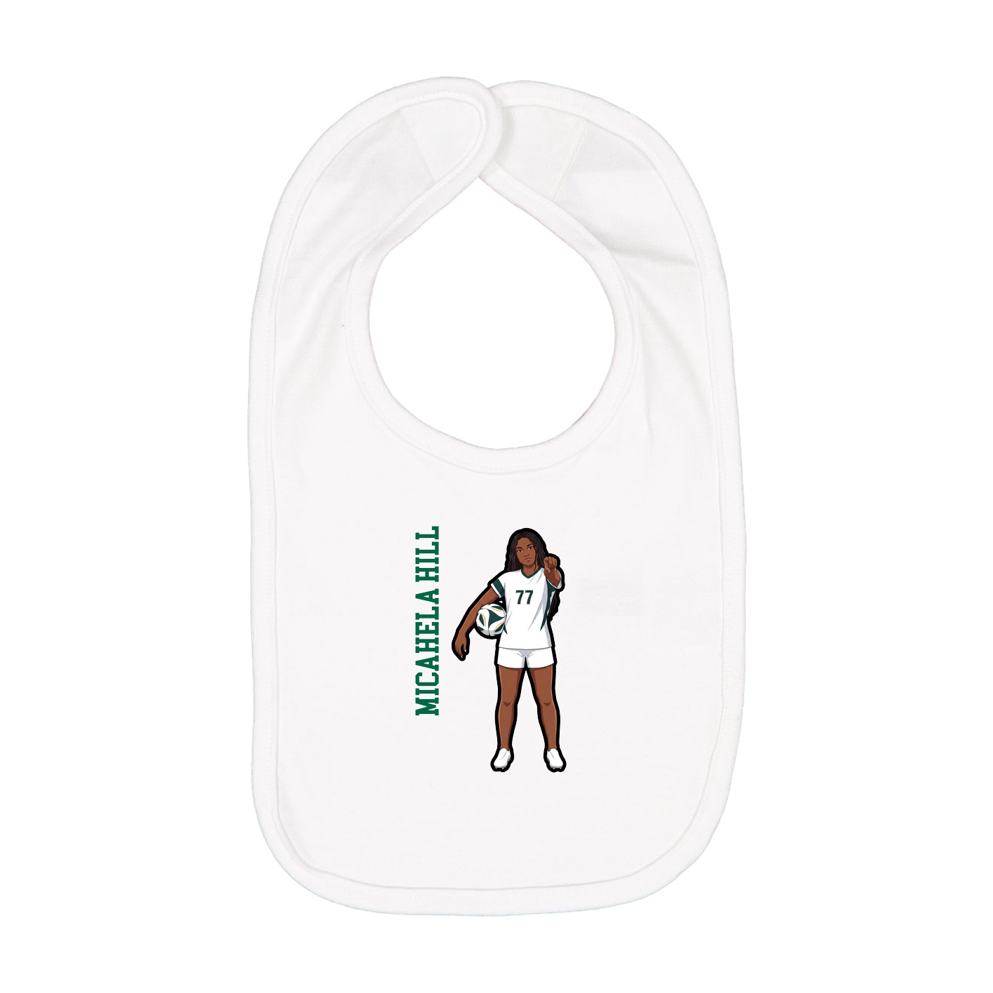Infant Bib — Name Vertical in White