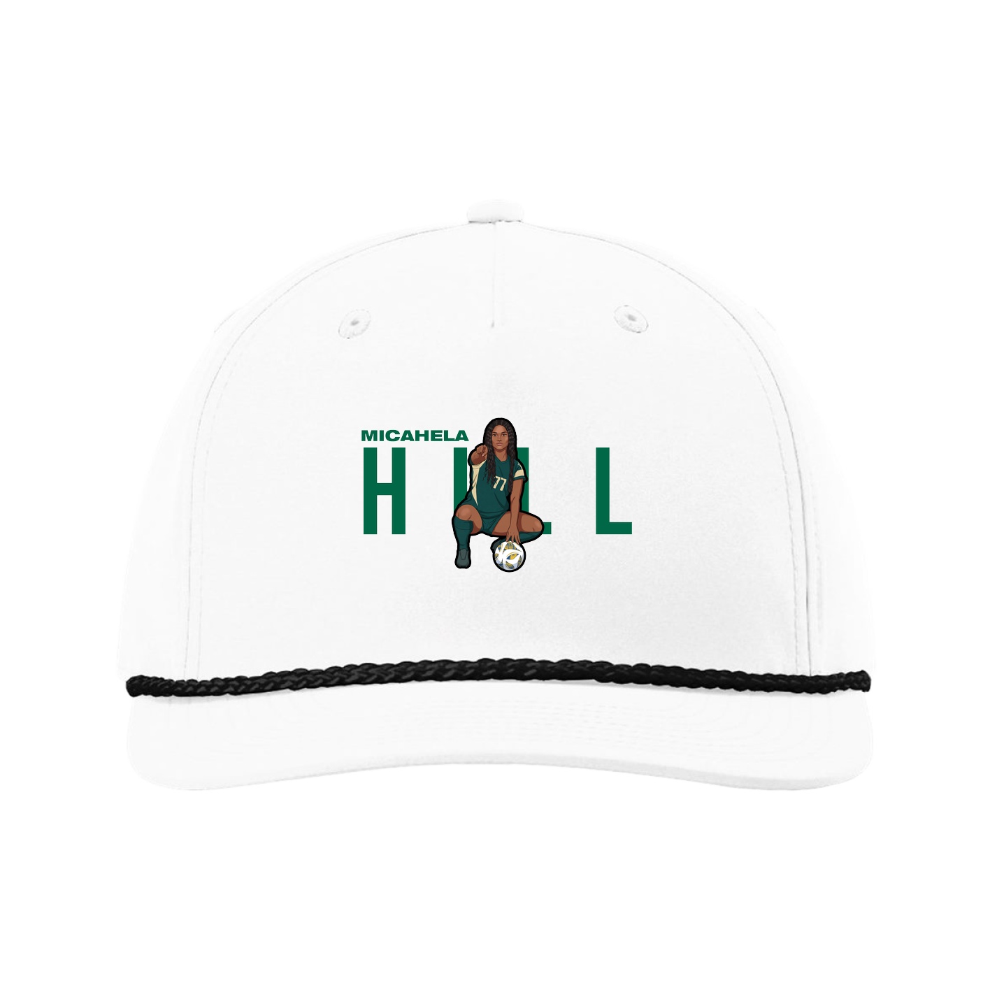 Five-Panel Classic Rope Cap — Player Name in White