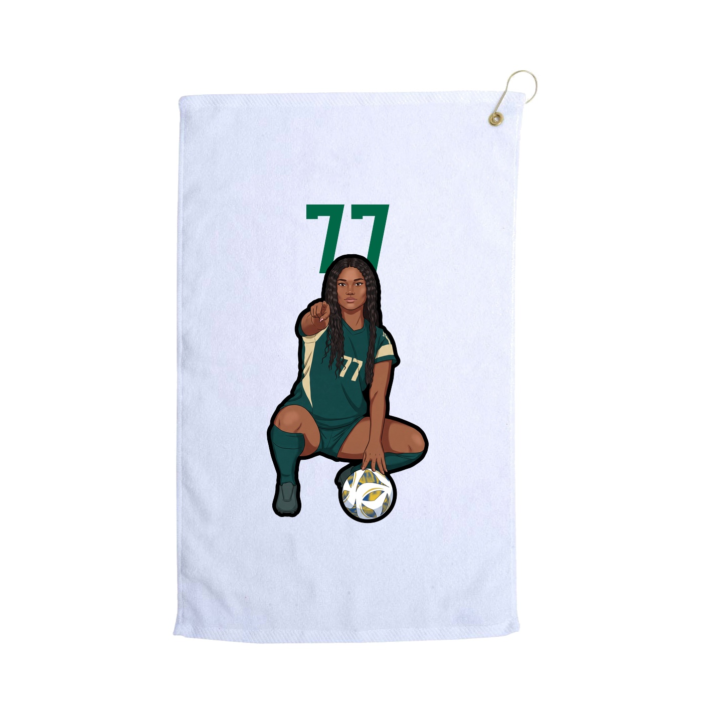 Golf Towel — Number Top in White