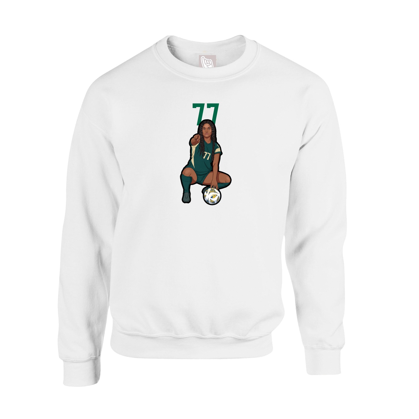 Fleece Crew — Number Top in White