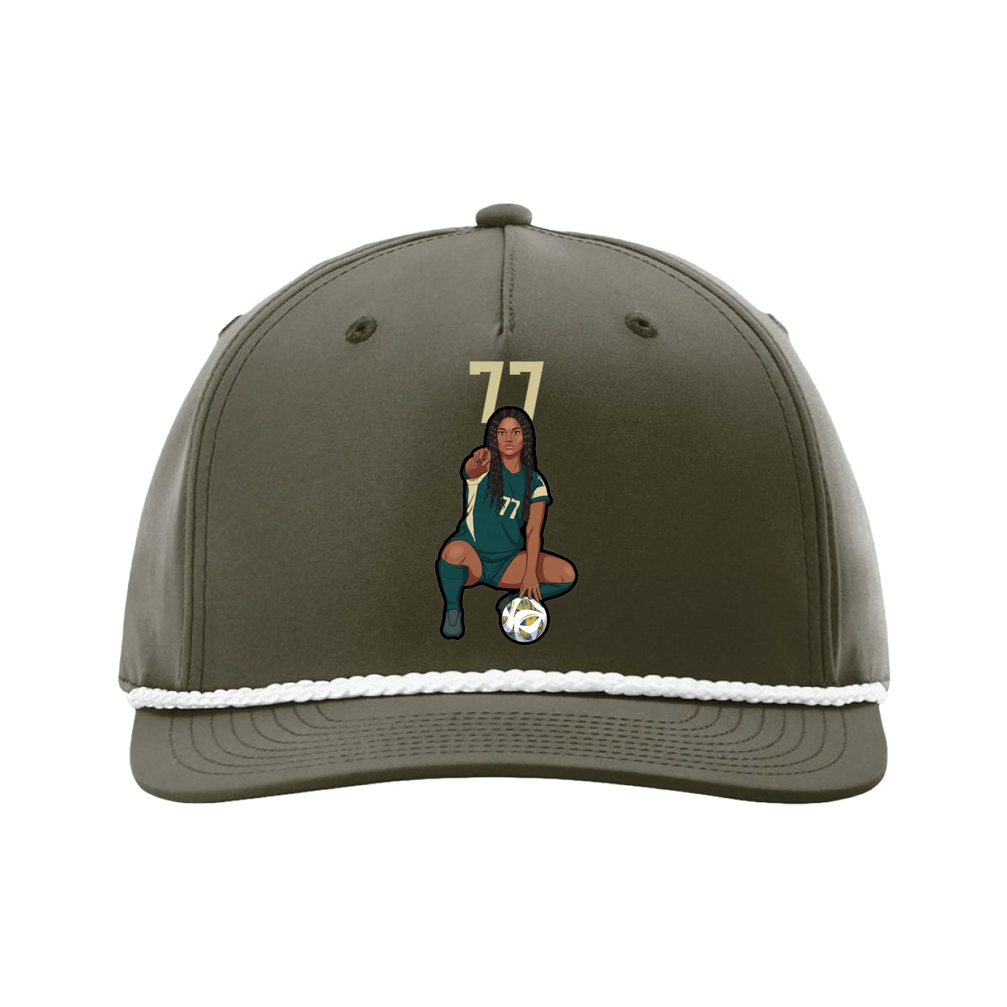 Five-Panel Classic Rope Cap — Number Top in Green