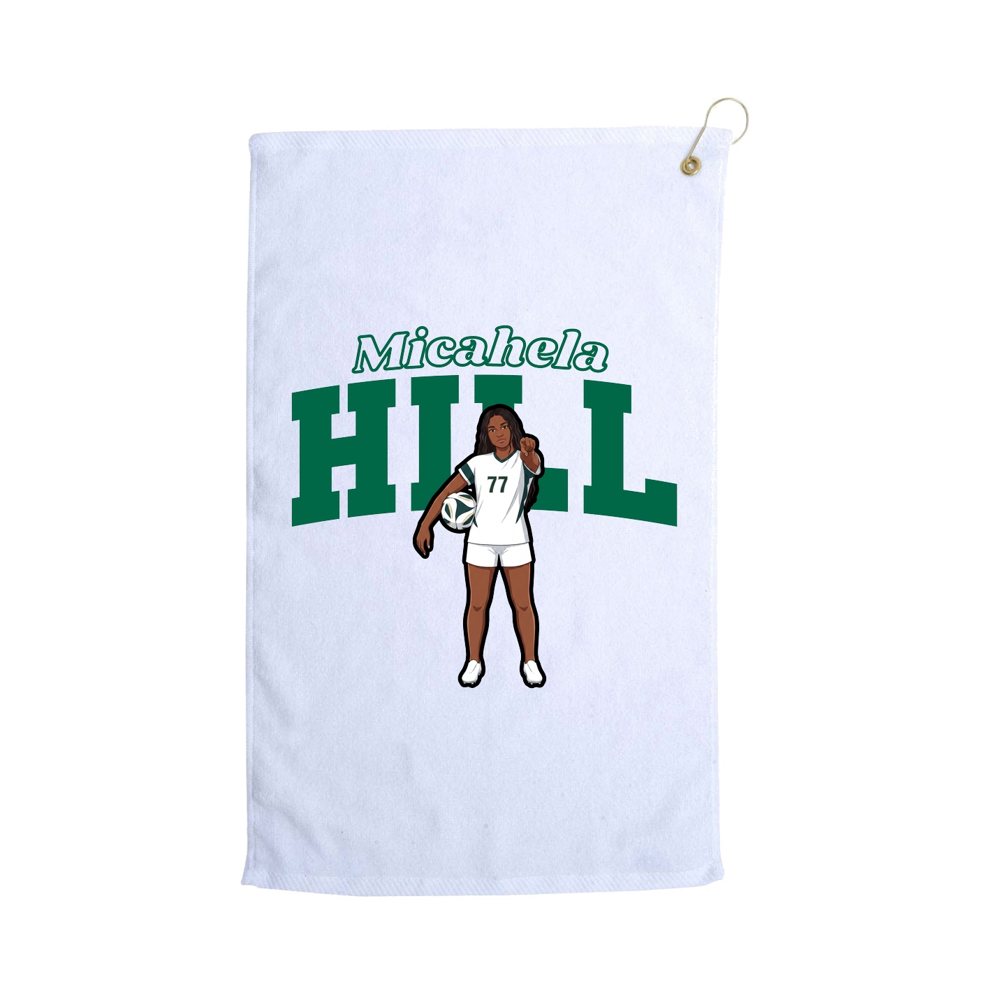 Golf Towel — Name Arch in White