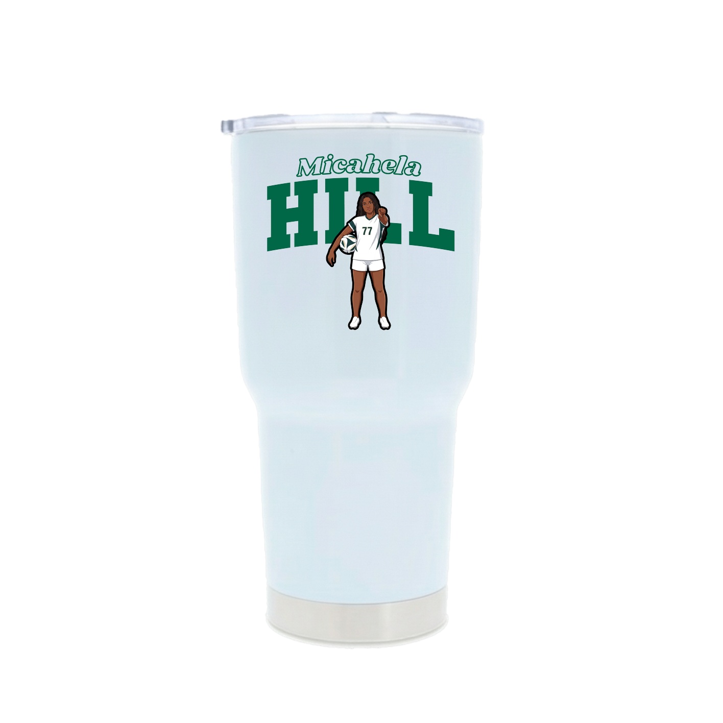 30oz Stainless Steel Tumbler — Name Arch in White