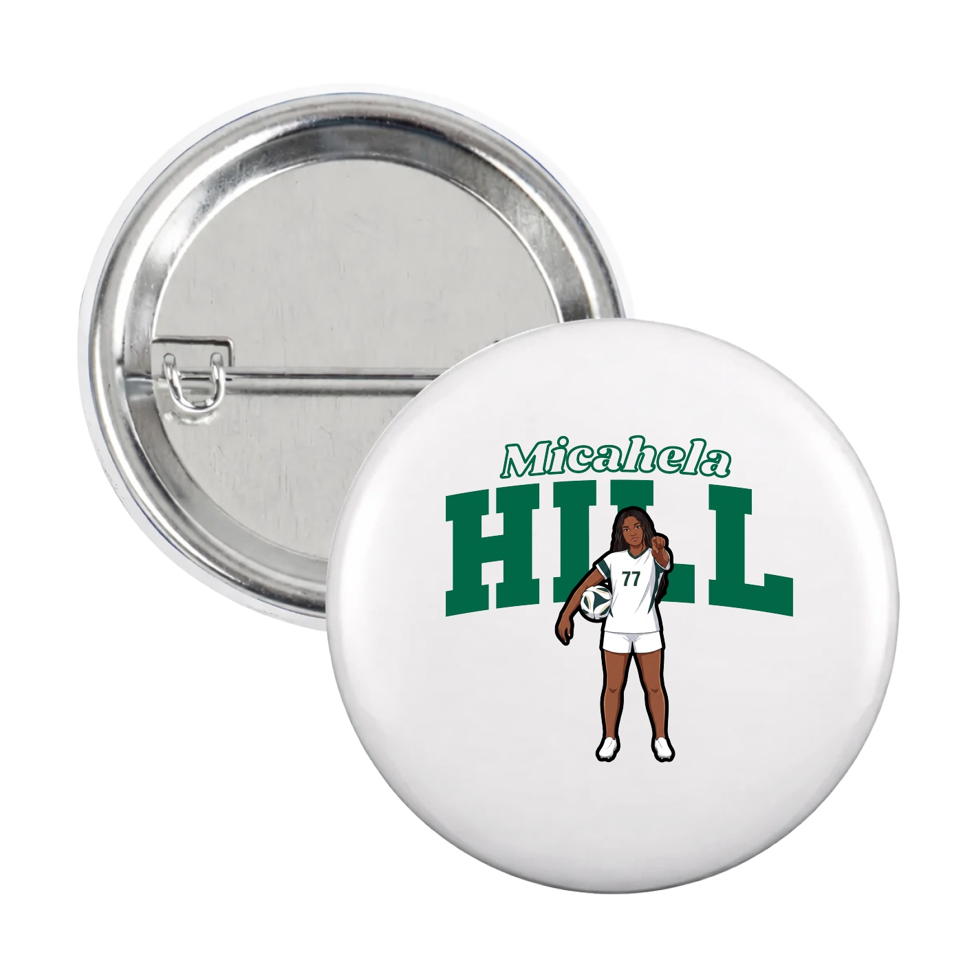 Game Day Button — Name Arch in White