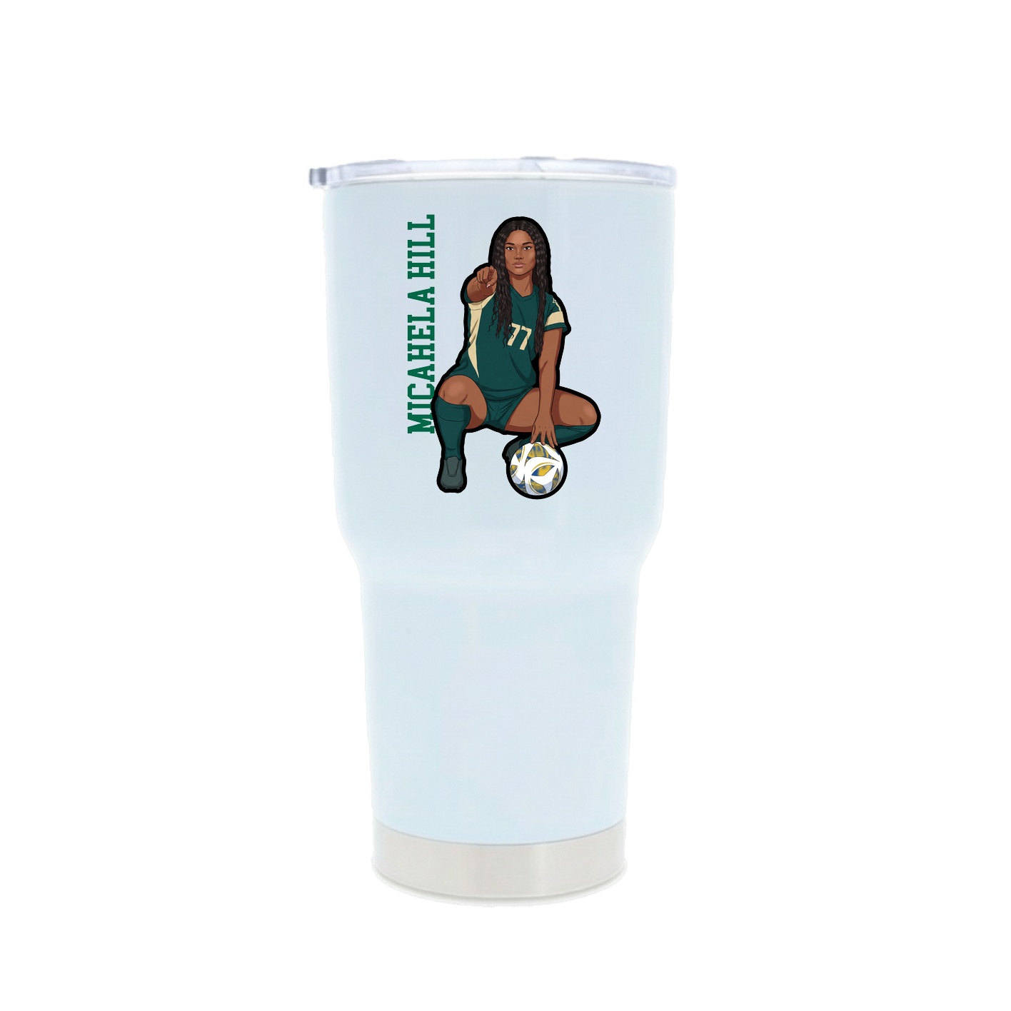 30oz Stainless Steel Tumbler — Name Vertical in White