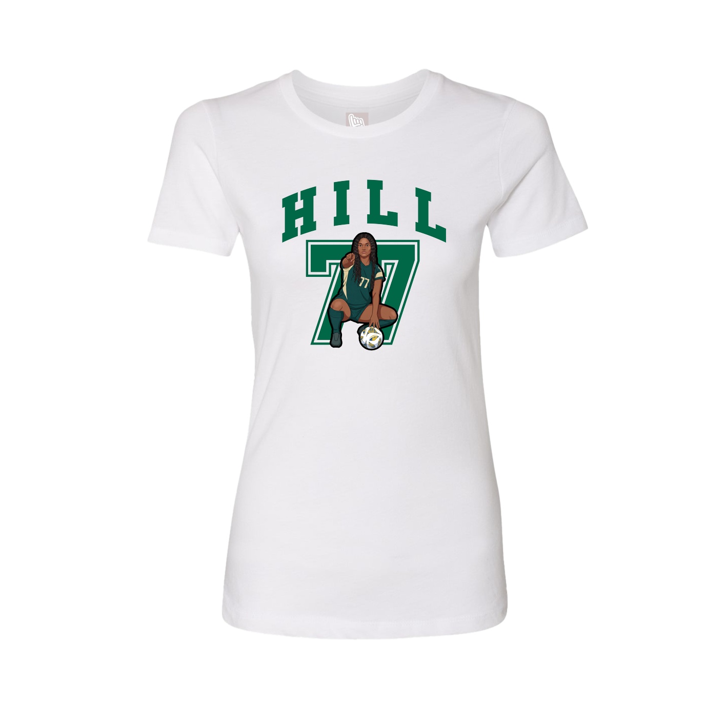 Fitted Women's Tee — Number in White