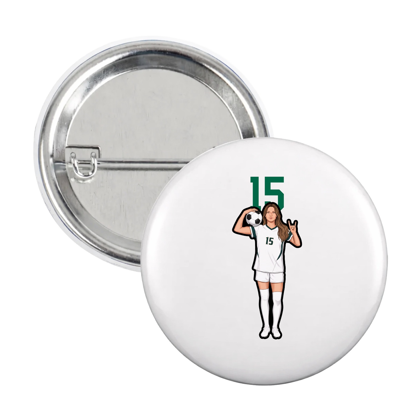 Game Day Button — Number Top in White