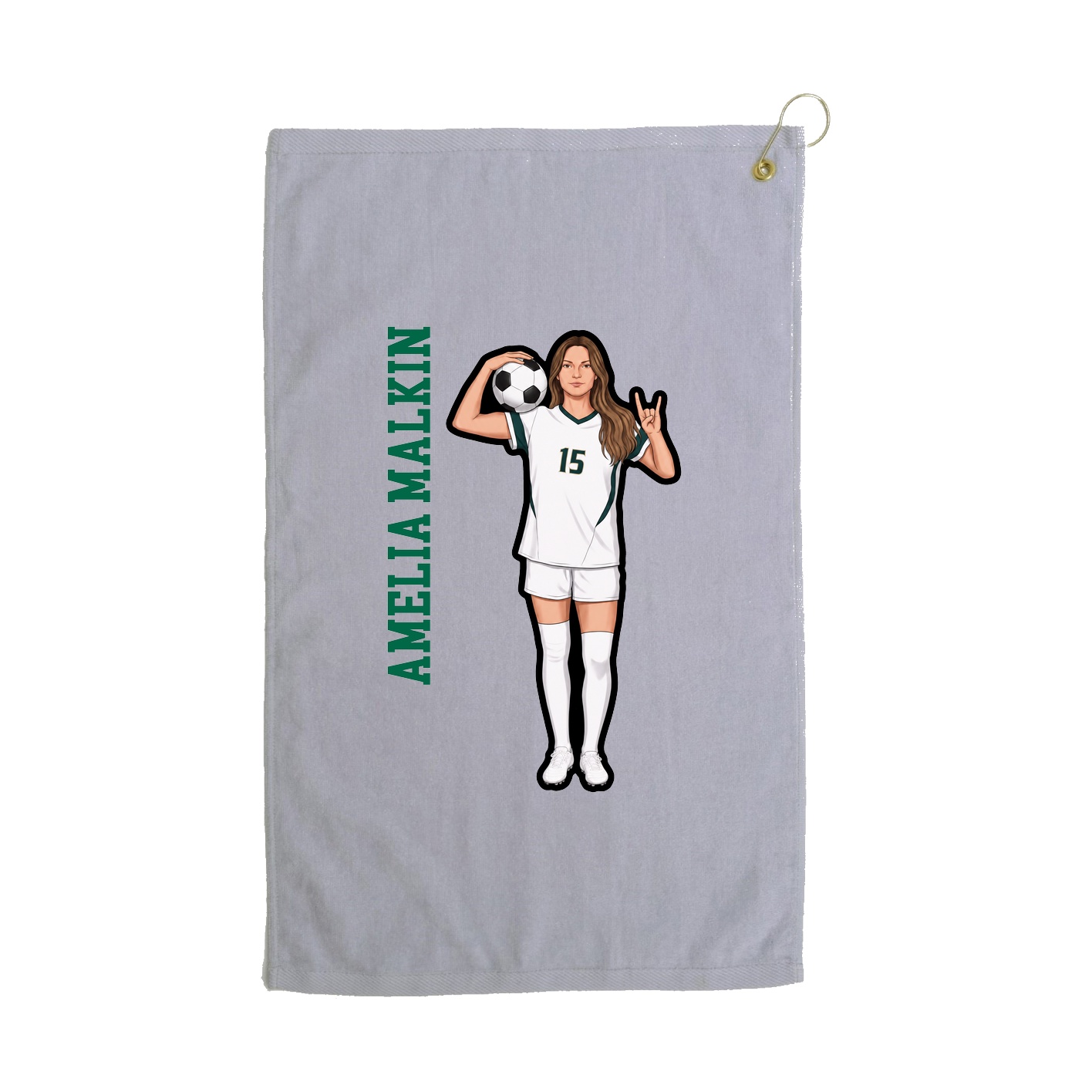 Golf Towel — Name Vertical in Grey
