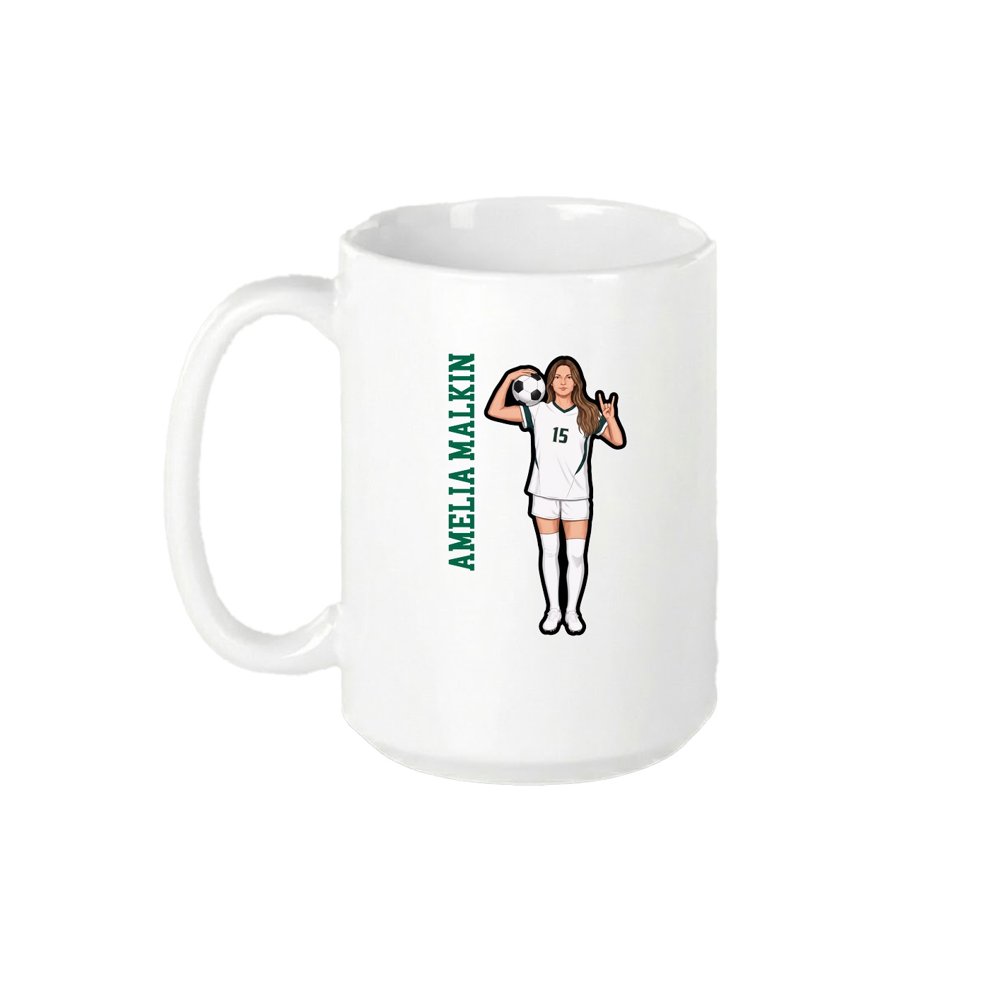 15oz Coffee Mug — Name Vertical in White