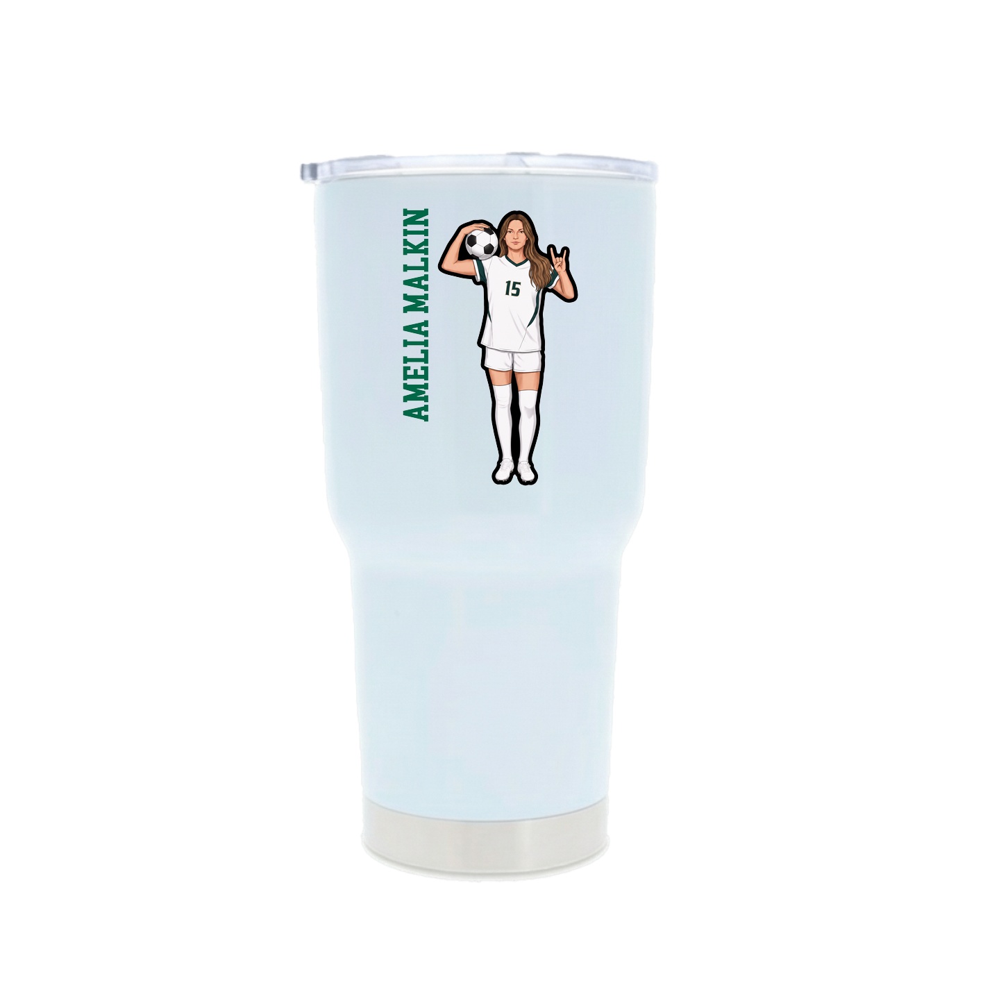 30oz Stainless Steel Tumbler — Name Vertical in White