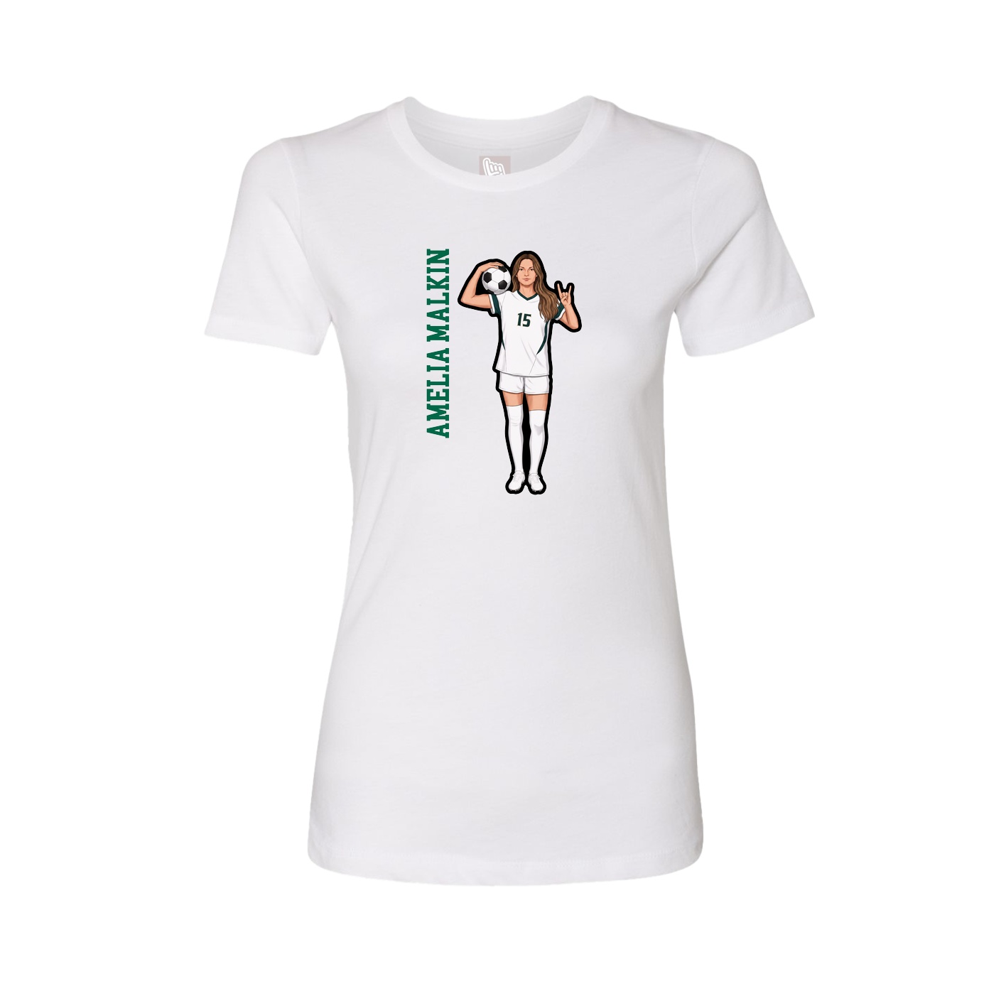 Fitted Women's Tee — Name Vertical in White