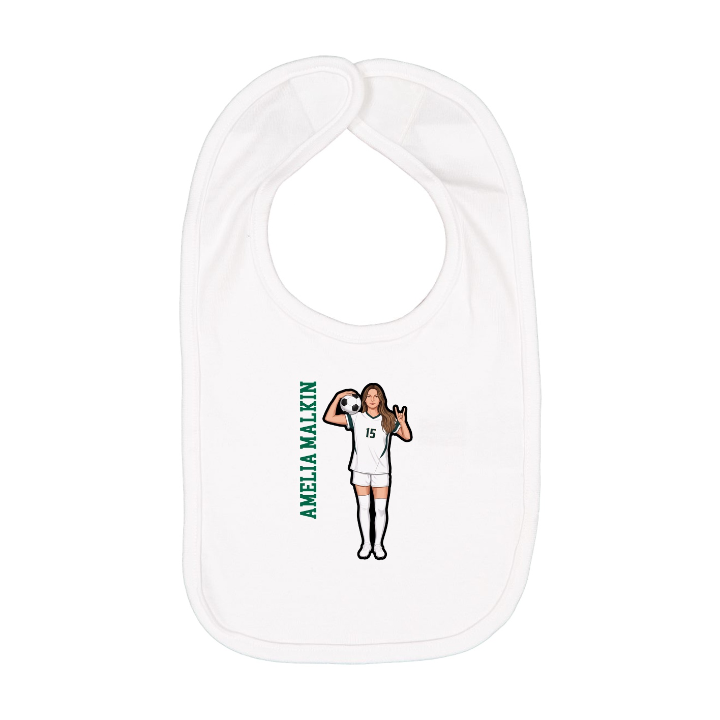Infant Bib — Name Vertical in White
