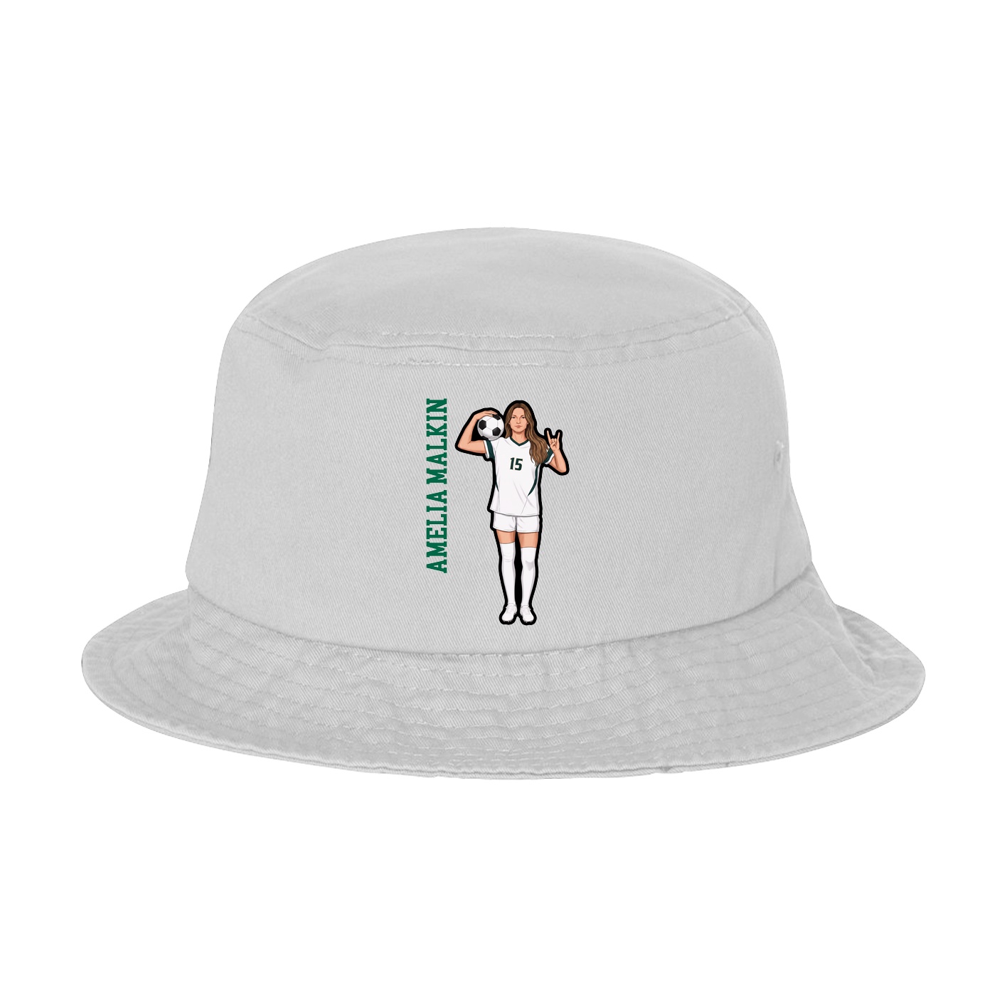 Bucket Cap — Name Vertical in White