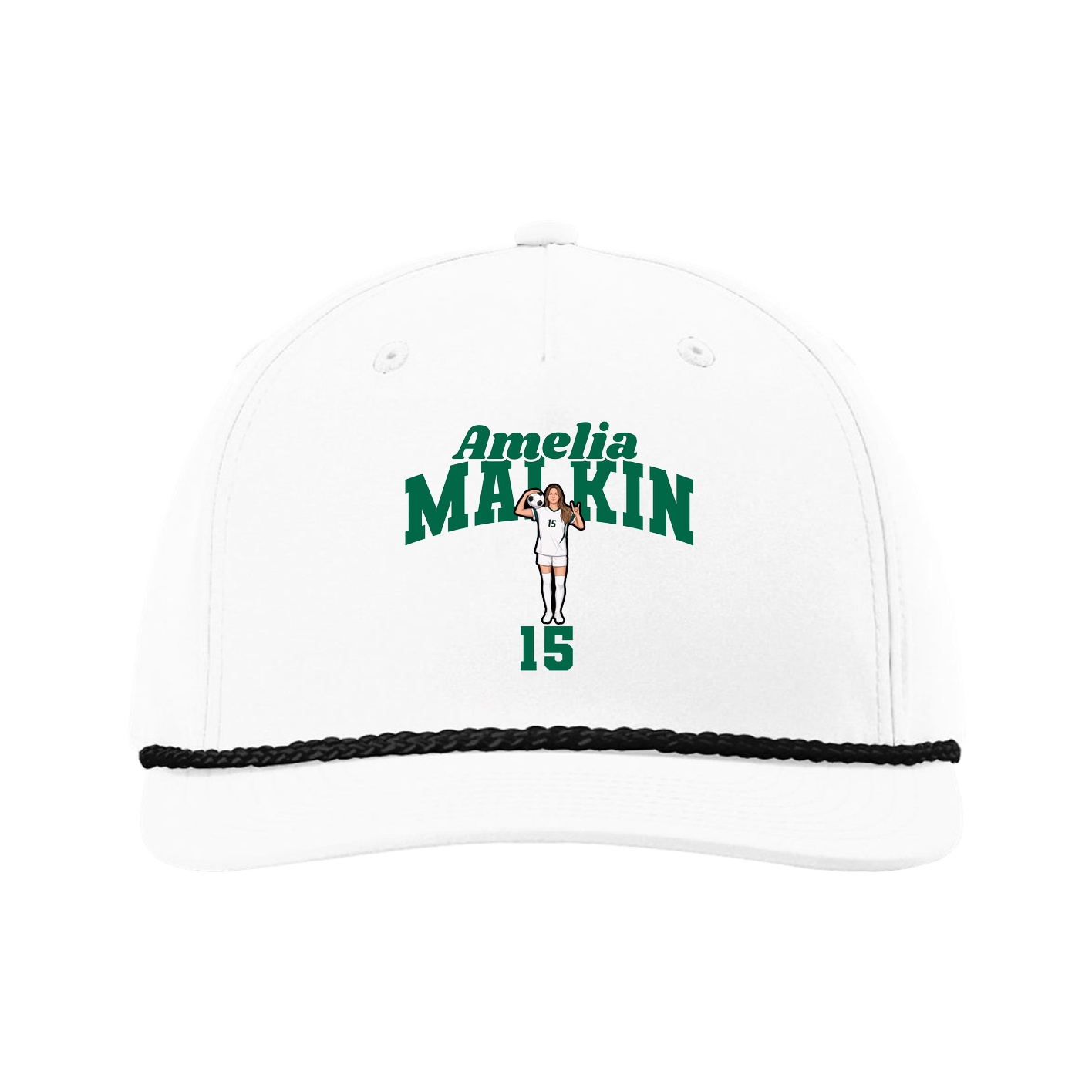 Five-Panel Classic Rope Cap — Signature Arch in White