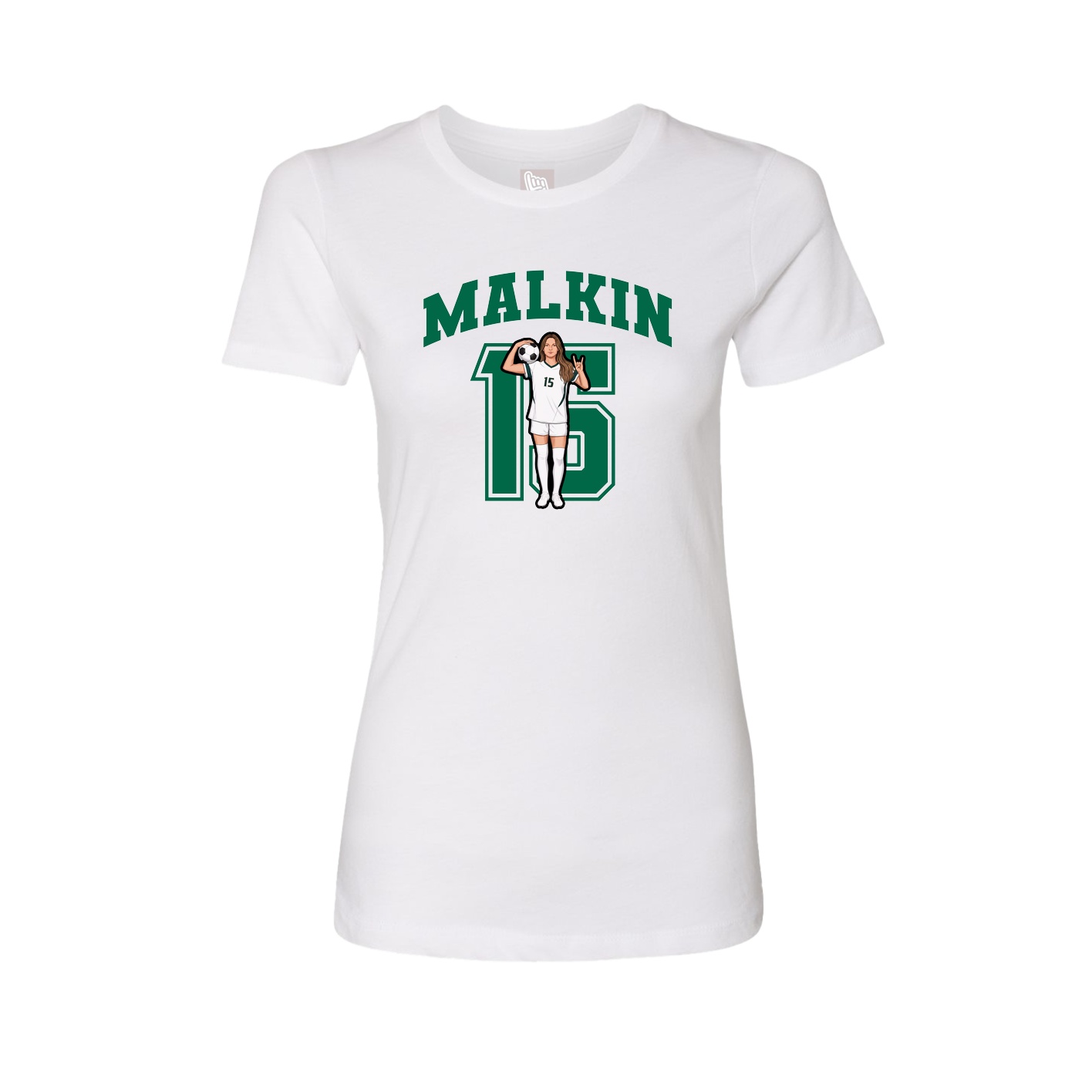 Fitted Women's Tee — Number in White