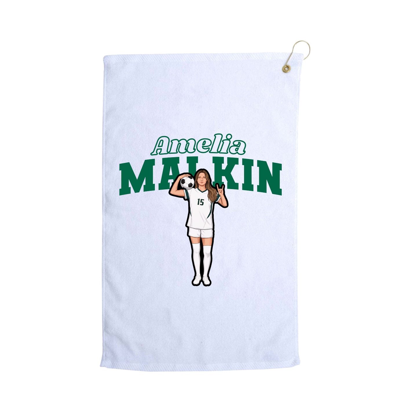 Golf Towel — Name Arch in White