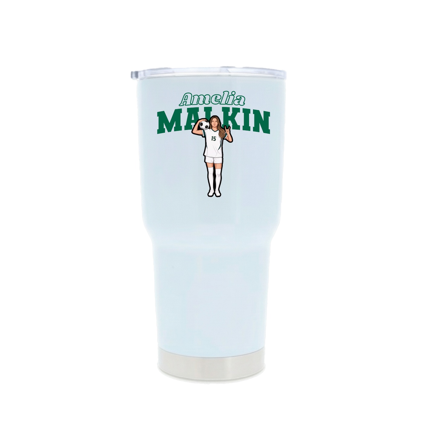 30oz Stainless Steel Tumbler — Name Arch in White