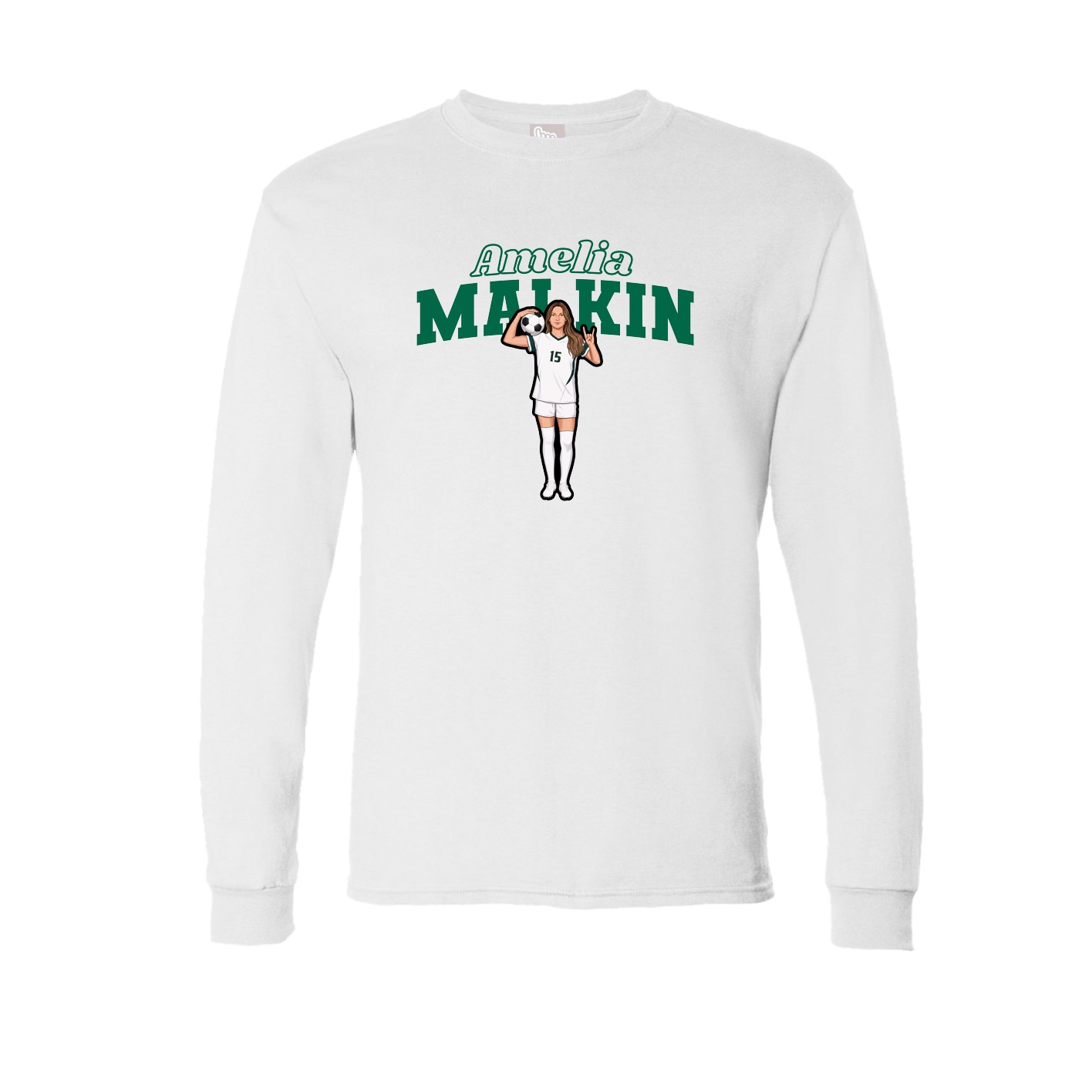 Long Sleeve Tee — Name Arch in White
