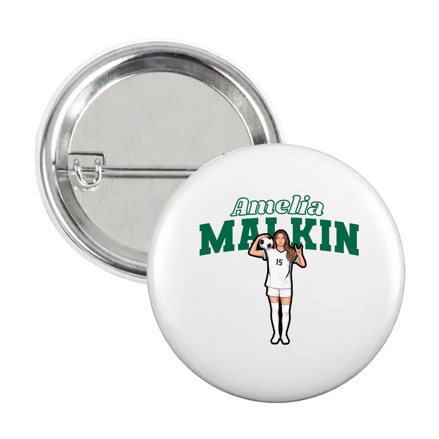 Game Day Button — Name Arch in White