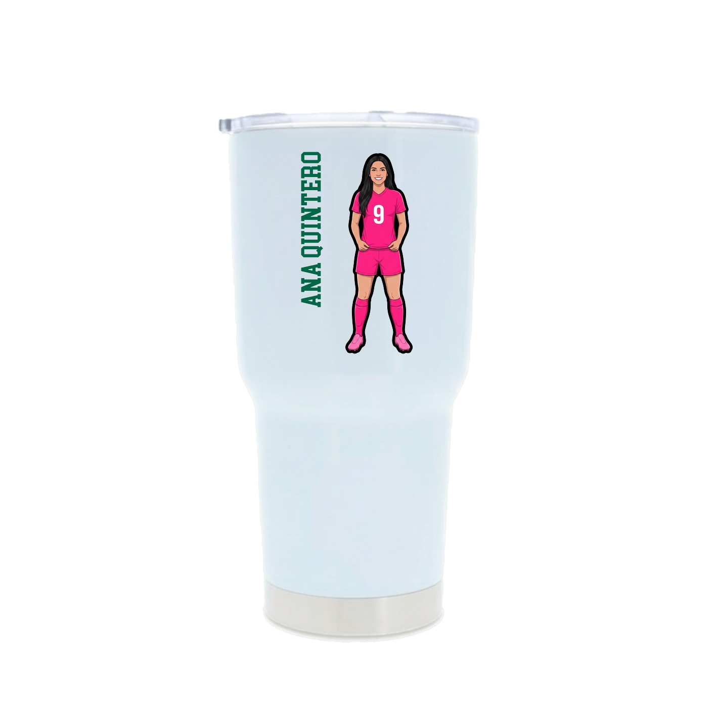 30oz Stainless Steel Tumbler — Name Vertical in White