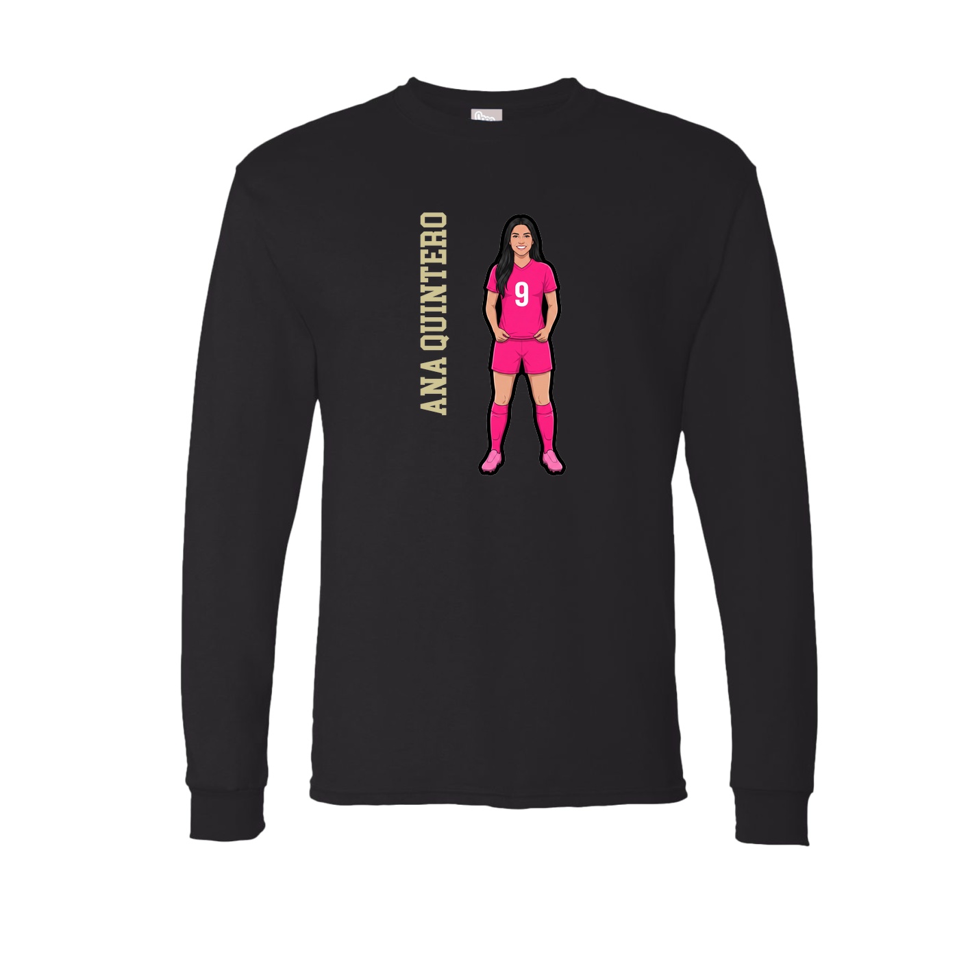 Long Sleeve Tee — Name Vertical in Black