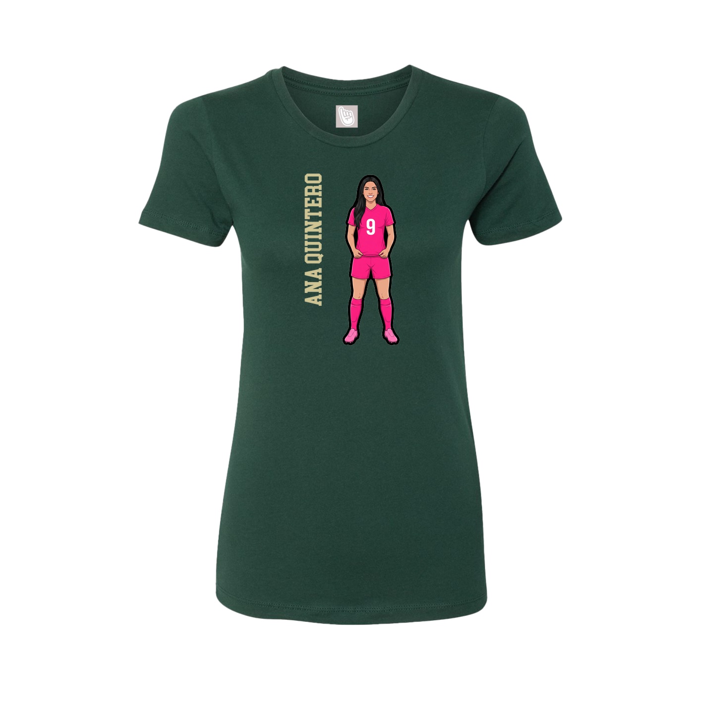 Fitted Women's Tee — Name Vertical in Green