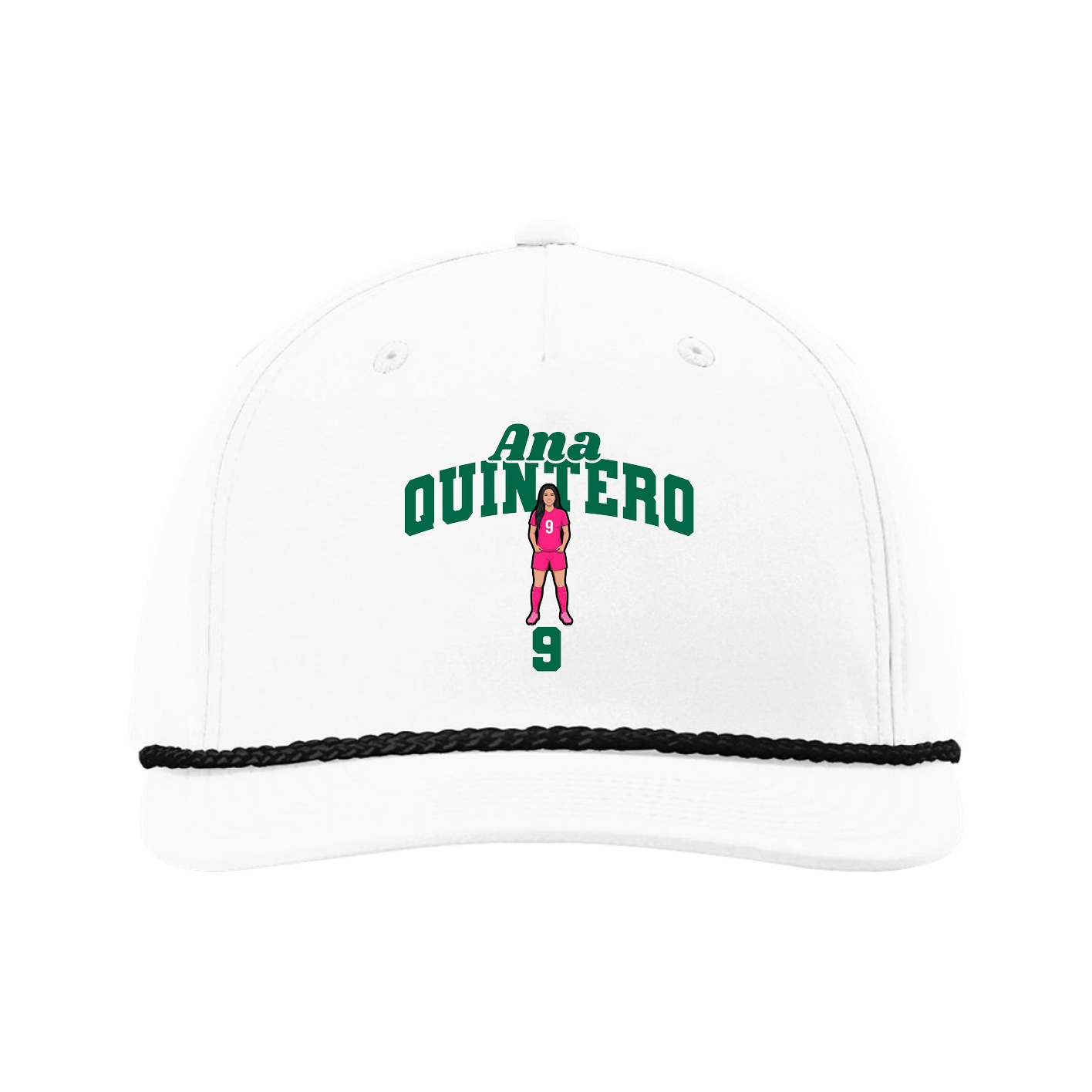 Five-Panel Classic Rope Cap — Signature Arch in White