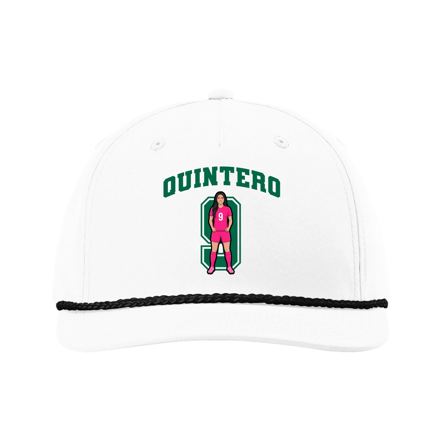 Five-Panel Classic Rope Cap — Number in White