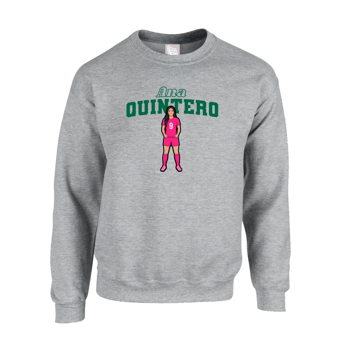 Fleece Crew — Name Arch in Grey