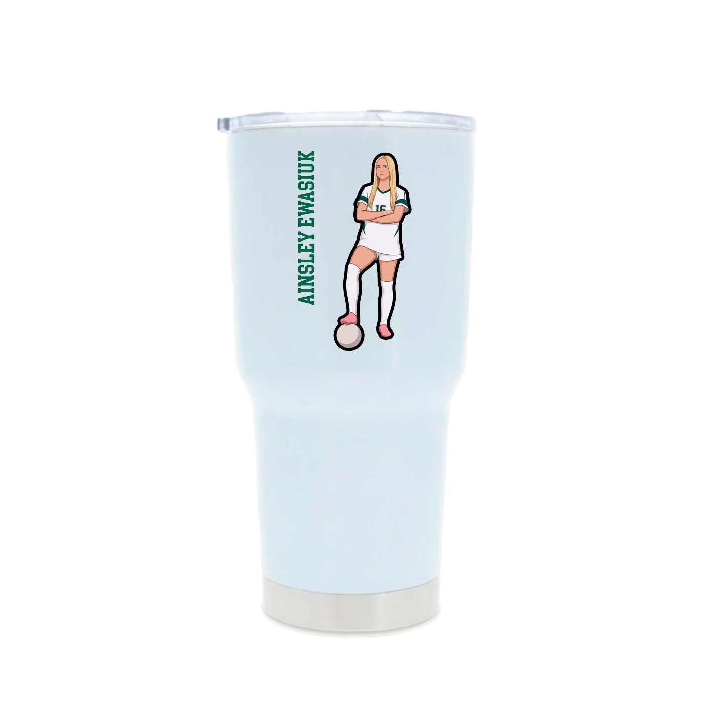 30oz Stainless Steel Tumbler — Name Vertical in White
