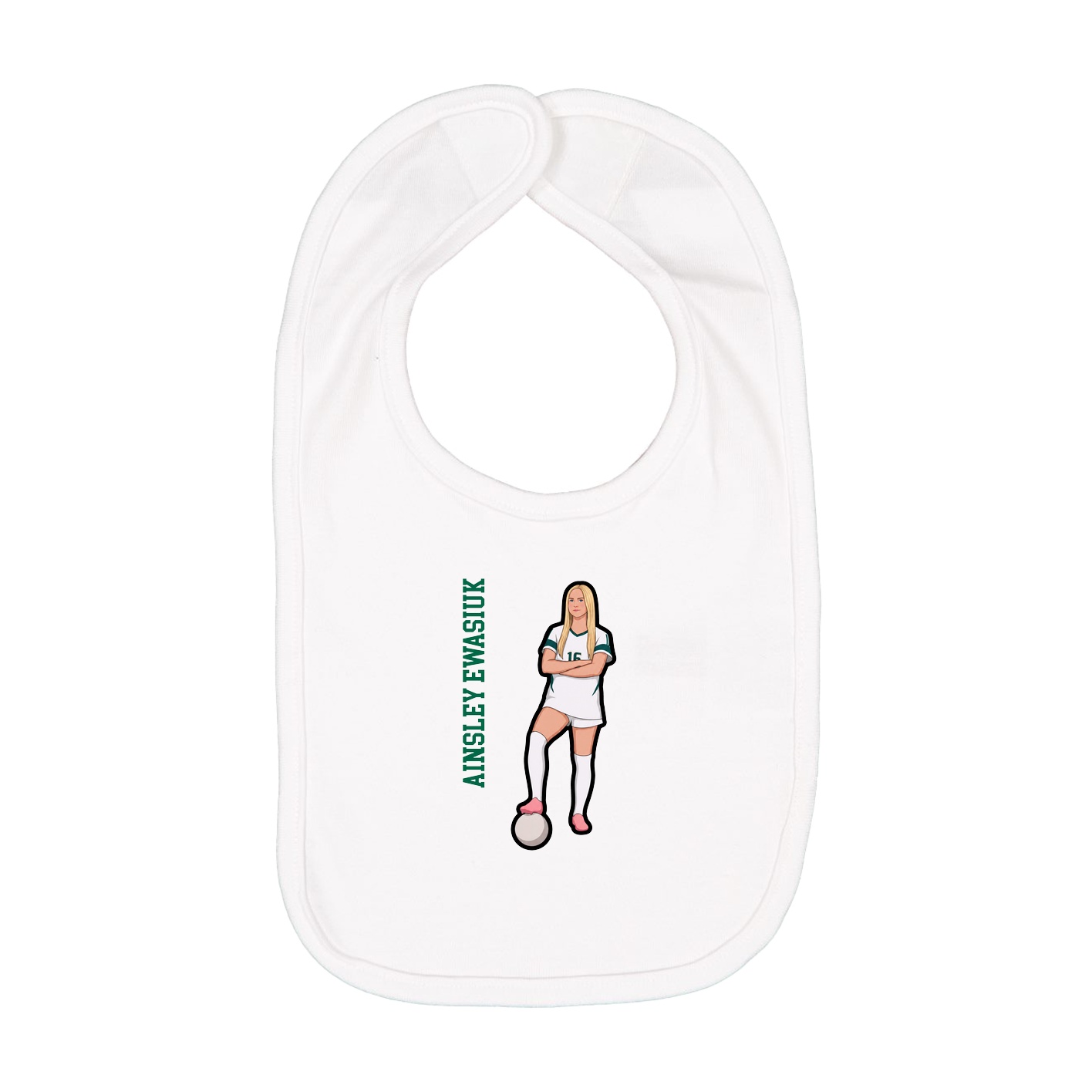 Infant Bib — Name Vertical in White