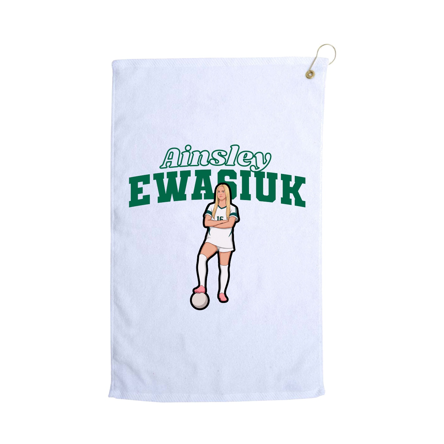 Golf Towel — Name Arch in White