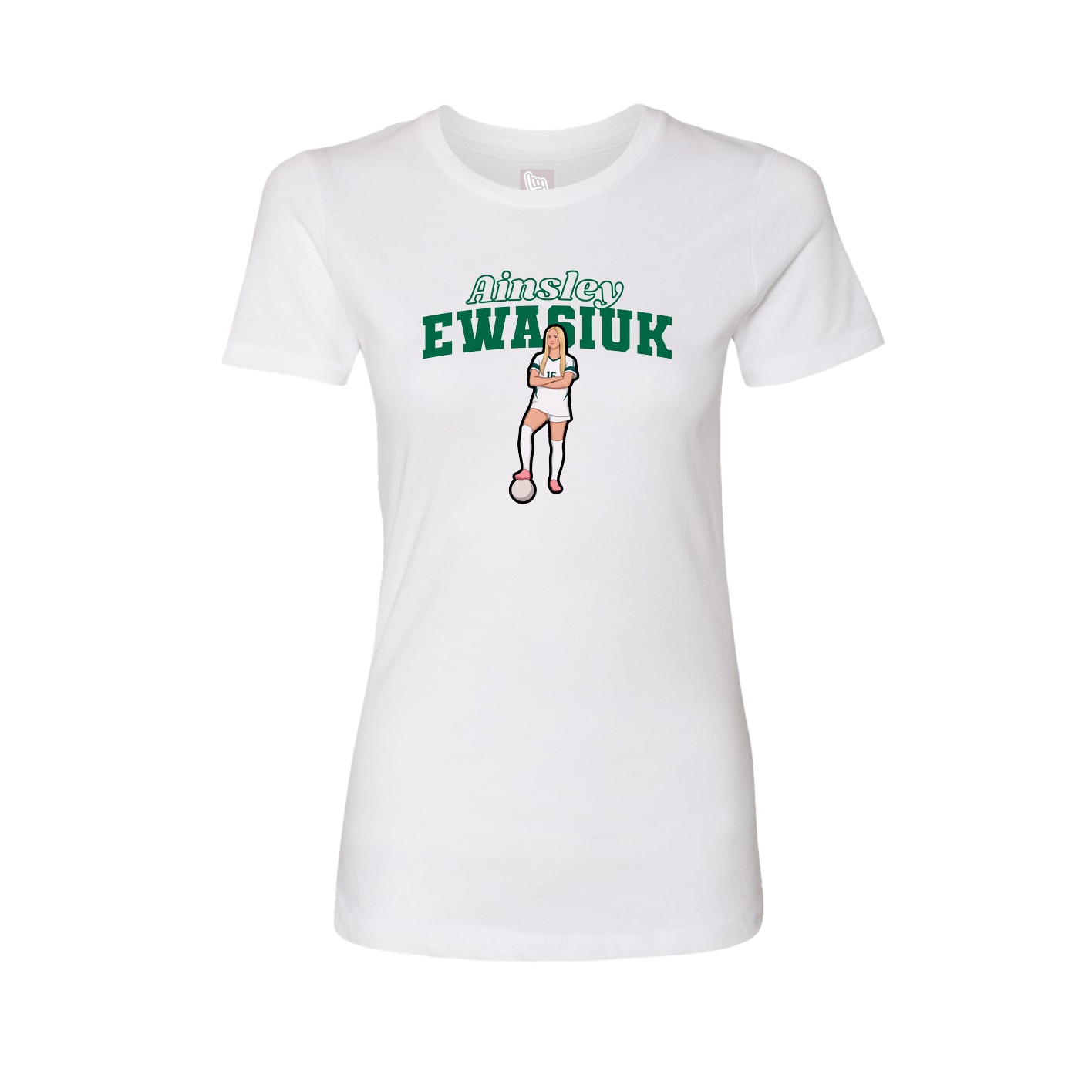 Fitted Women's Tee — Name Arch in White