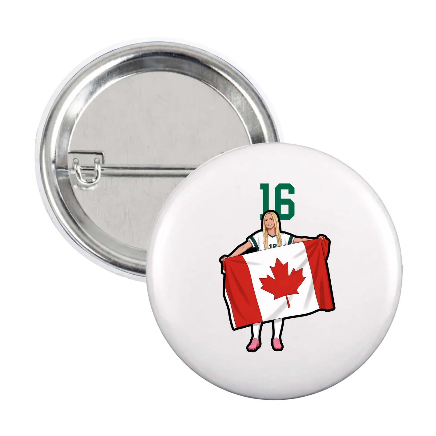 Game Day Button — Number Top in White