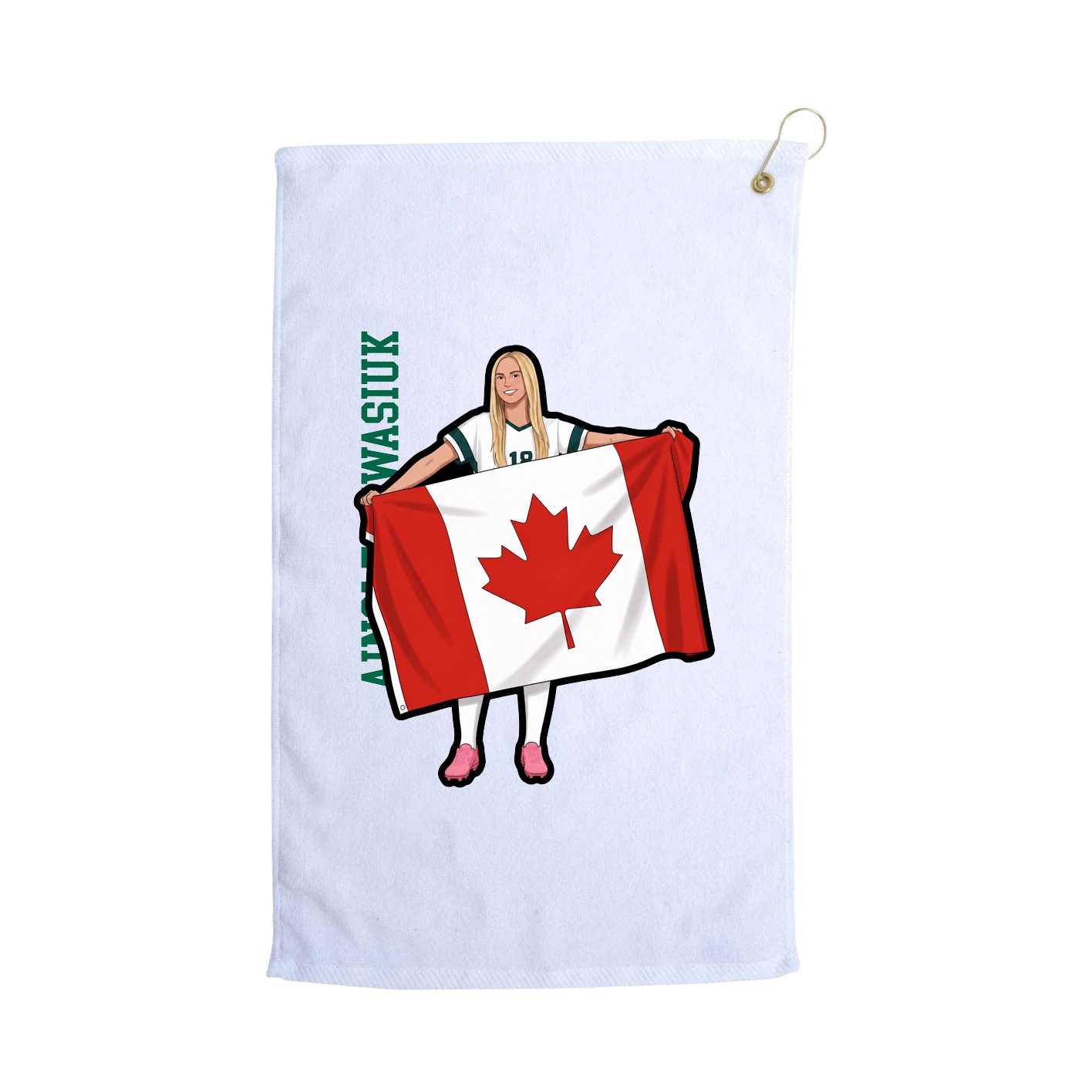 Golf Towel — Name Vertical in White