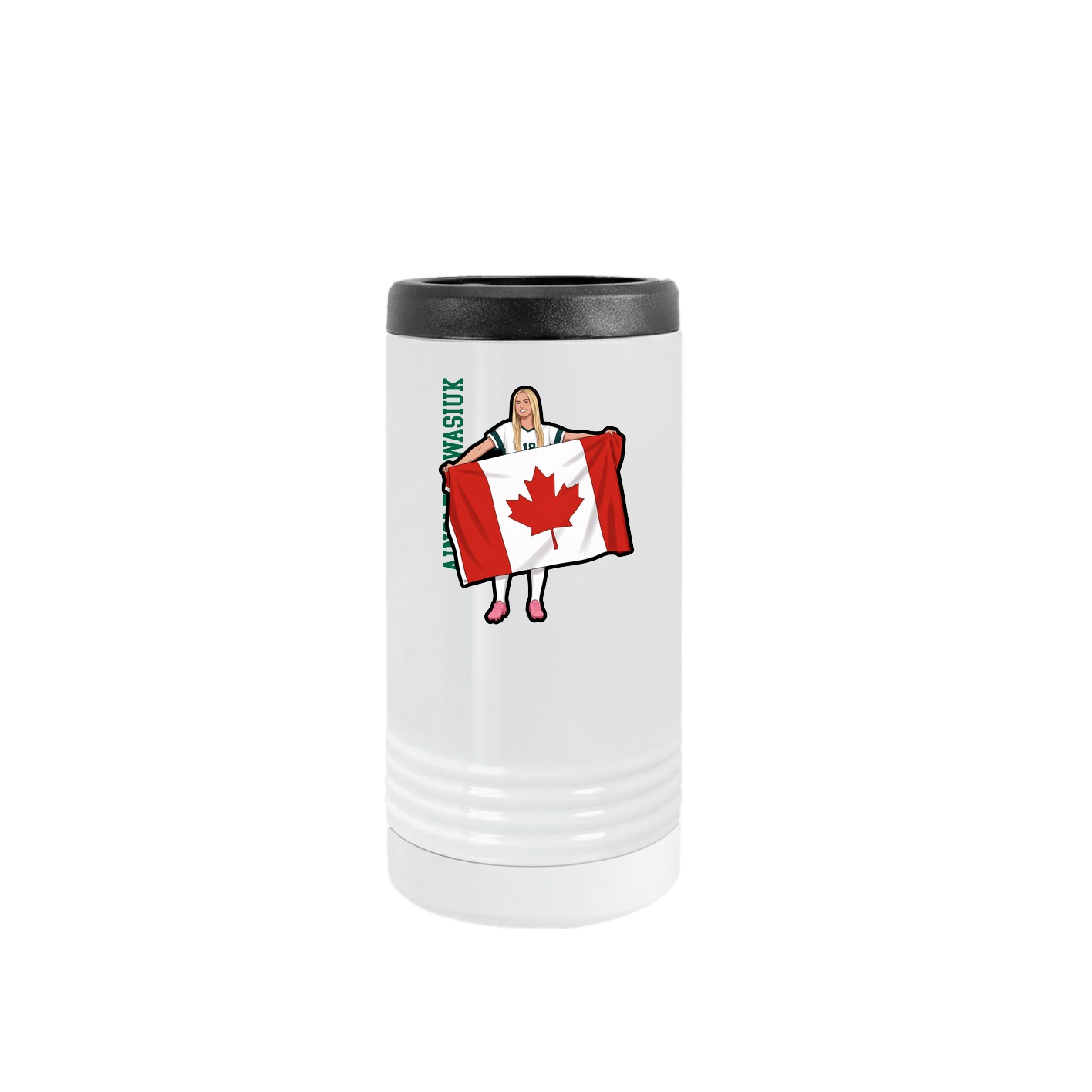 Slim Beverage Holder — Name Vertical in White