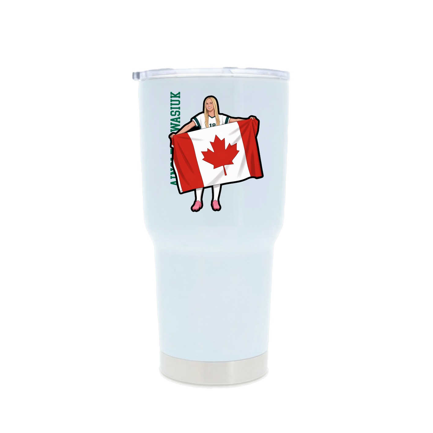 30oz Stainless Steel Tumbler — Name Vertical in White