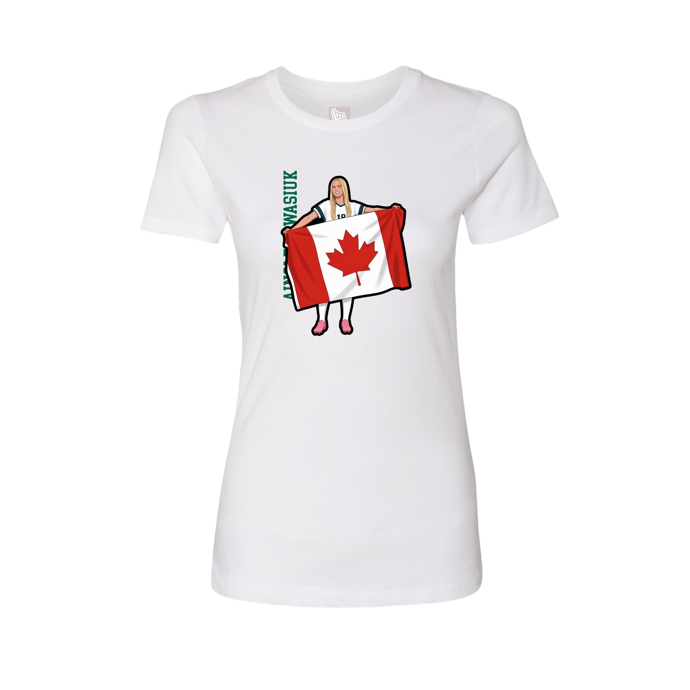 Fitted Women's Tee — Name Vertical in White