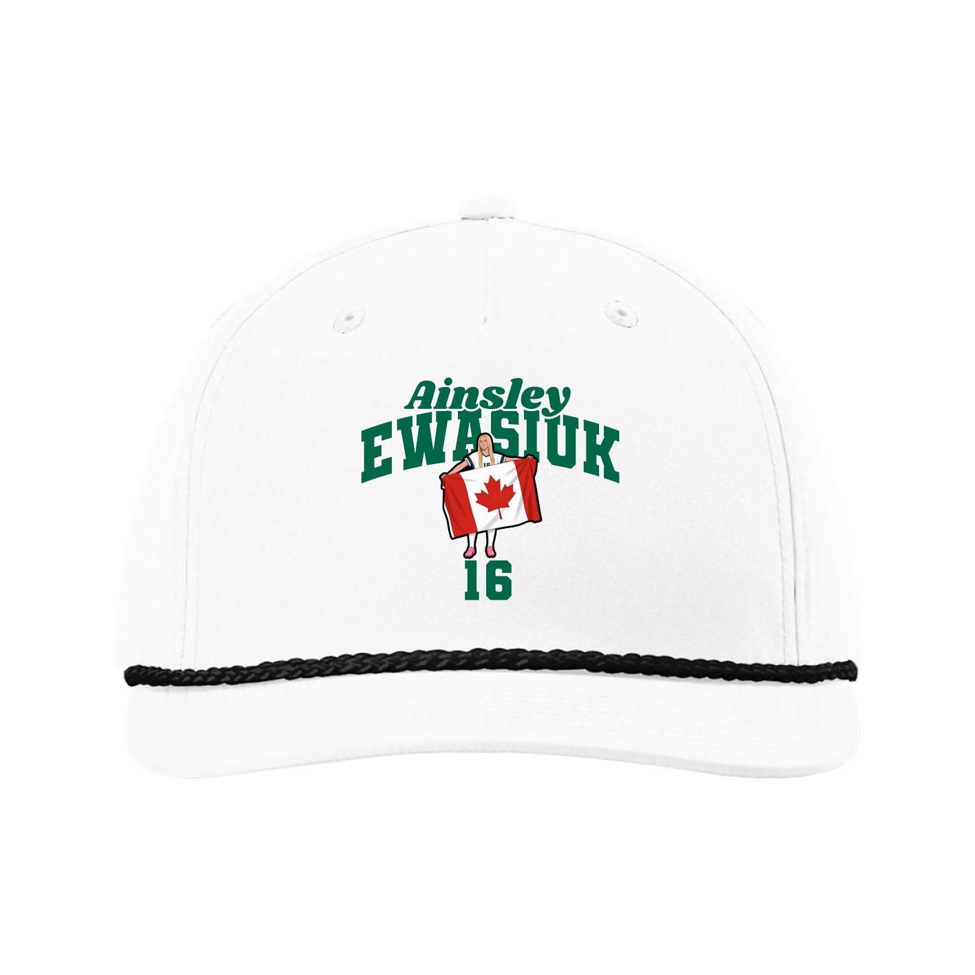 Five-Panel Classic Rope Cap — Signature Arch in White