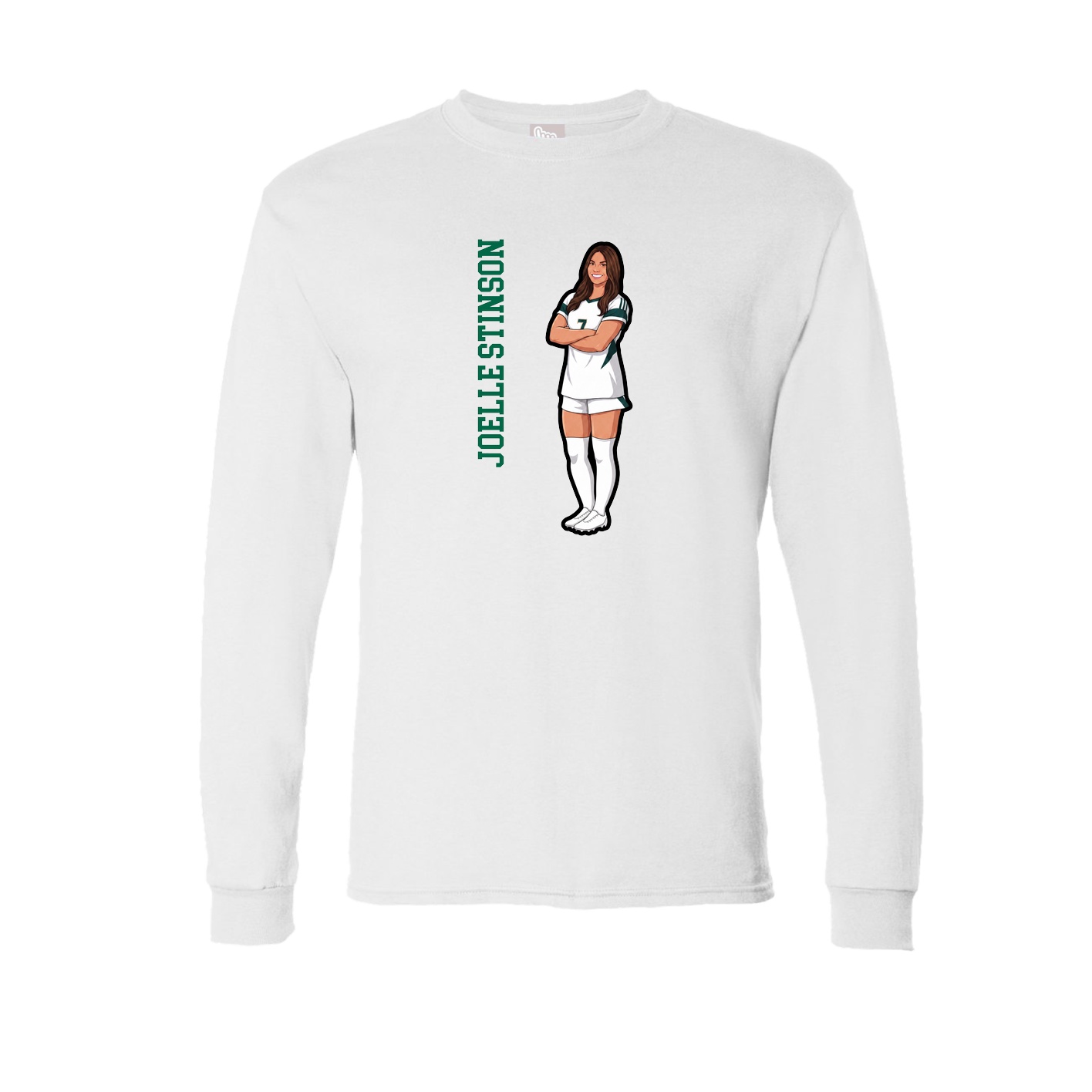 Long Sleeve Tee — Name Vertical in White