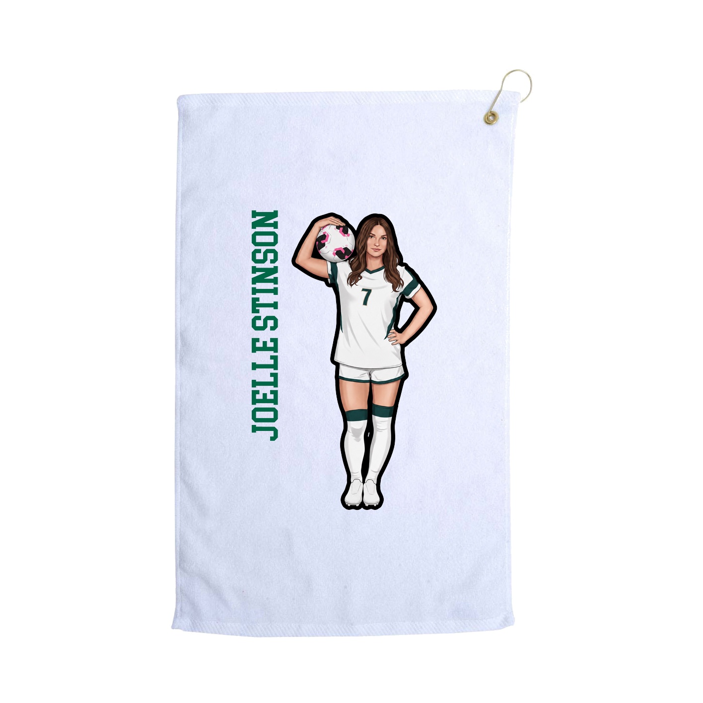 Golf Towel — Name Vertical in White