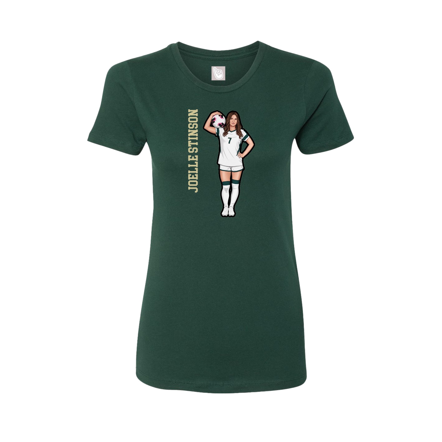 Fitted Women's Tee — Name Vertical in Green